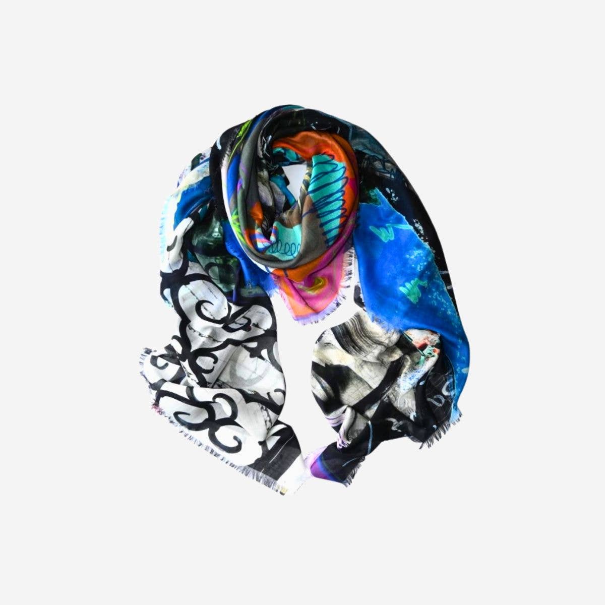 Silk-Modal Large Square Scarf - Garden Party