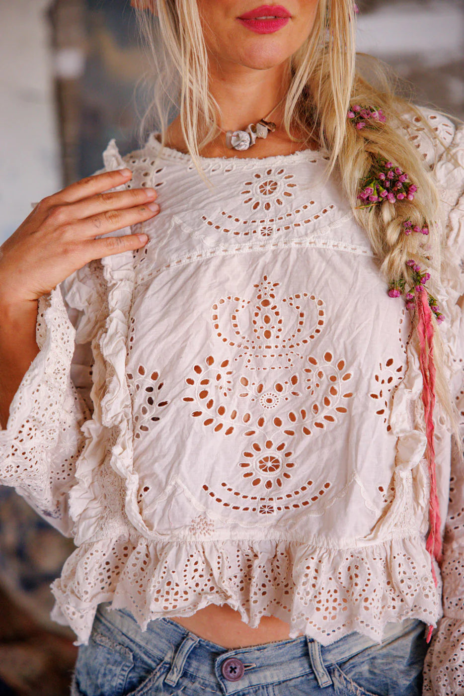 Hermione Eyelet Blouse 2194 - Magnolia Pearl