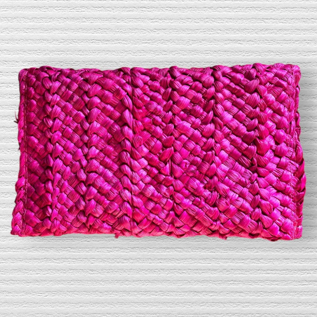 Hot Pink Woven Straw Crossbody
