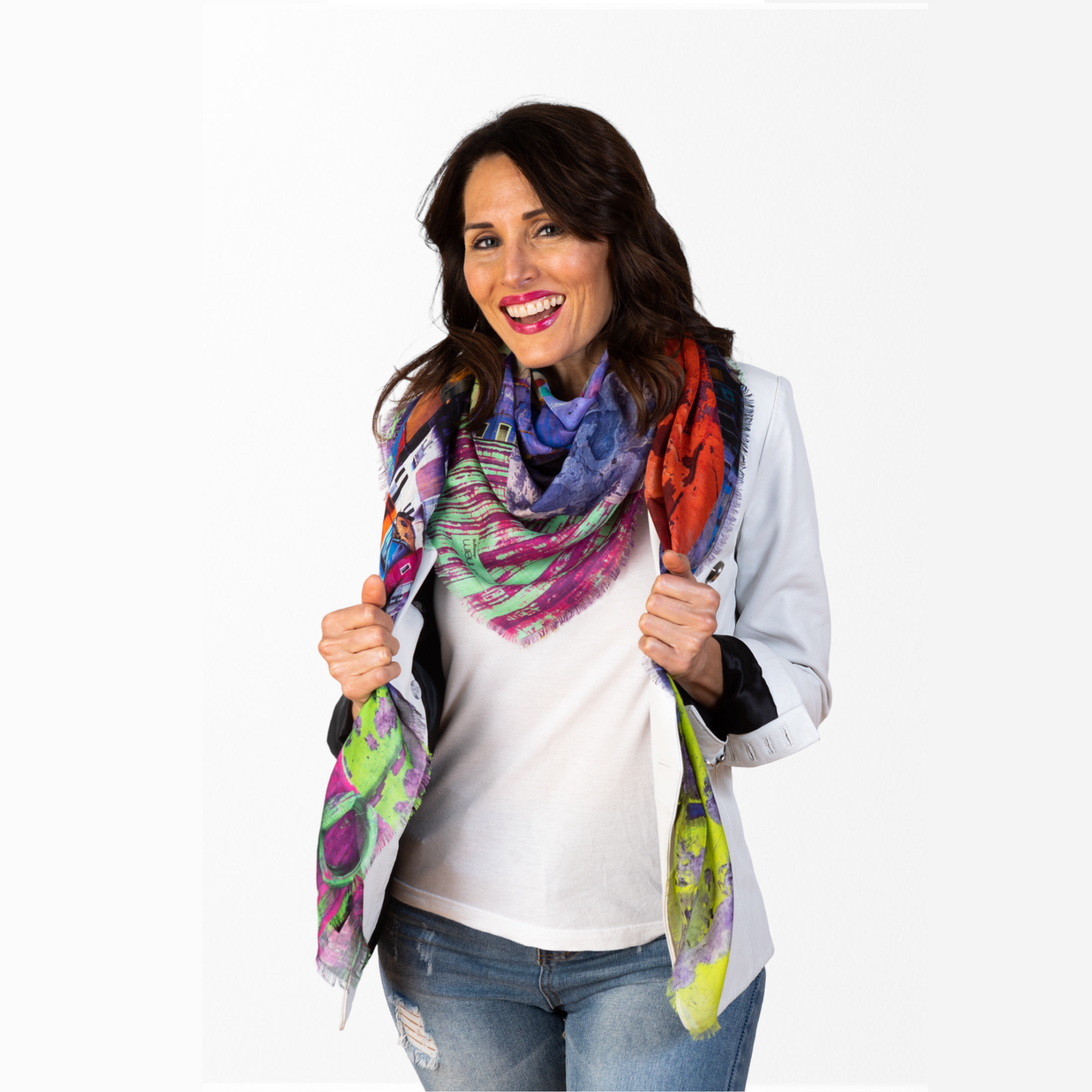 Silk-Modal Large Square Scarf - Agrigento Purple