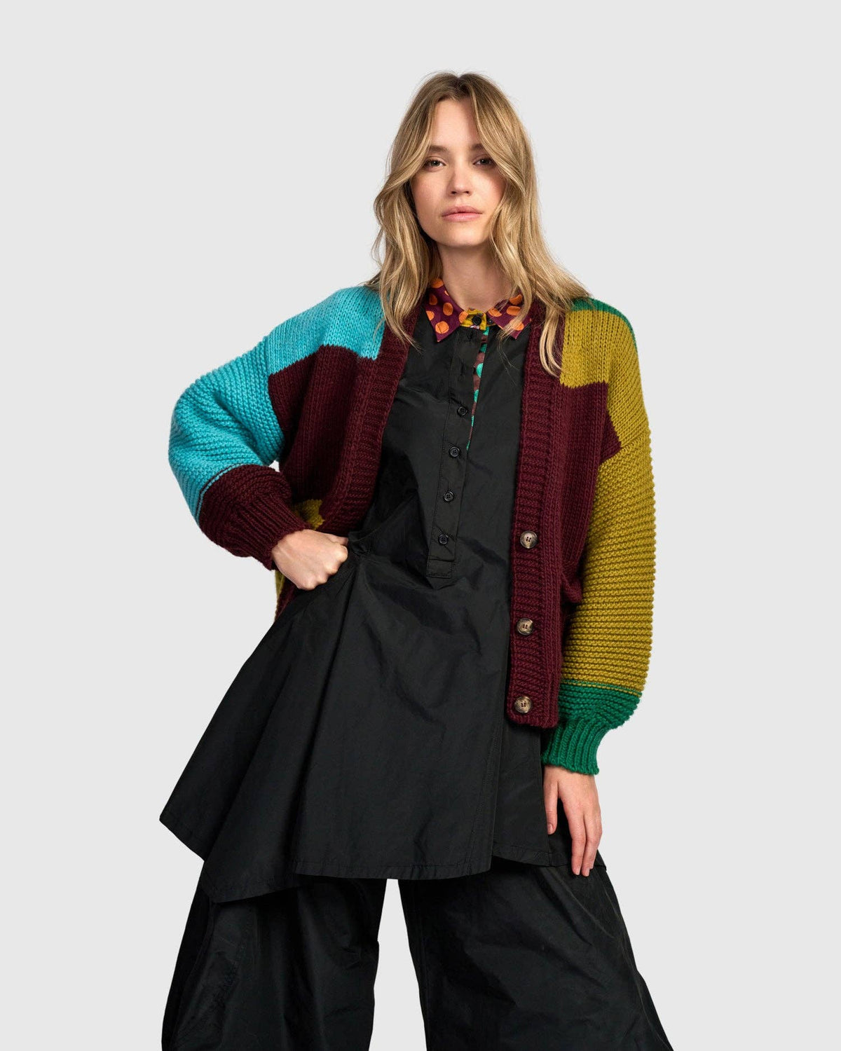 Carnival Chunky Cardigan, Primary Mix: Wine / M (US 12-14)