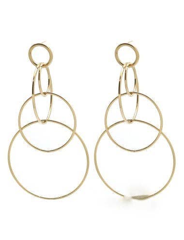 Linked Hoops 24K Gold Plate Earrings E4-167 -French Flair Collection-