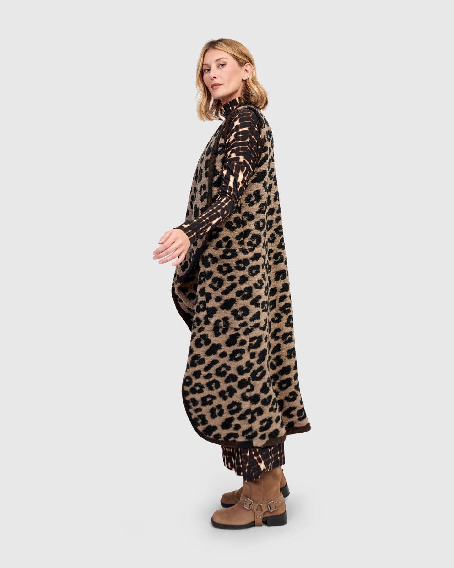 Savage Cozy Draped Vest, Leopard: Leopard / 2 (US 8-10)
