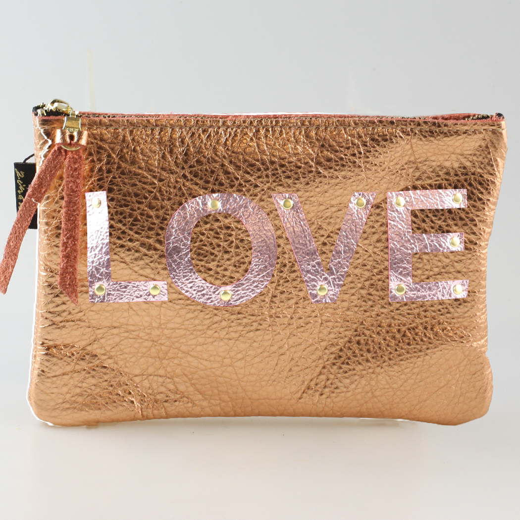 The Metallic Applique Carter: LOVE: Pewter w/Rose letters