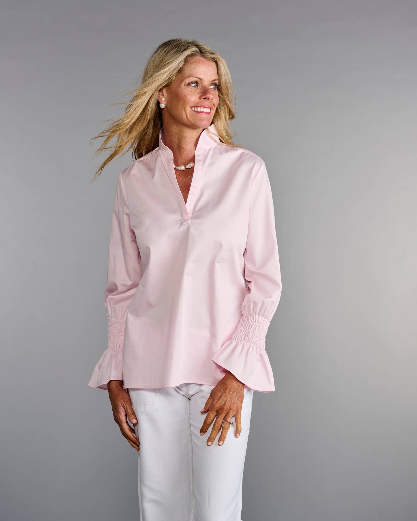 The Smocked Tunic in Ballerina Pink: Ballerina Pink / XS