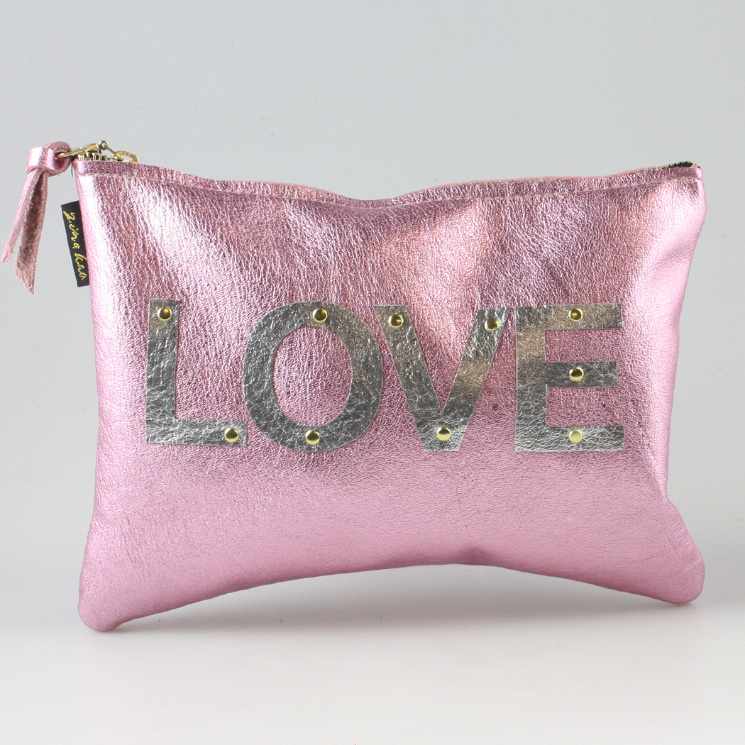 The Metallic Applique Carter: LOVE: Gunmetal w/Rose letters