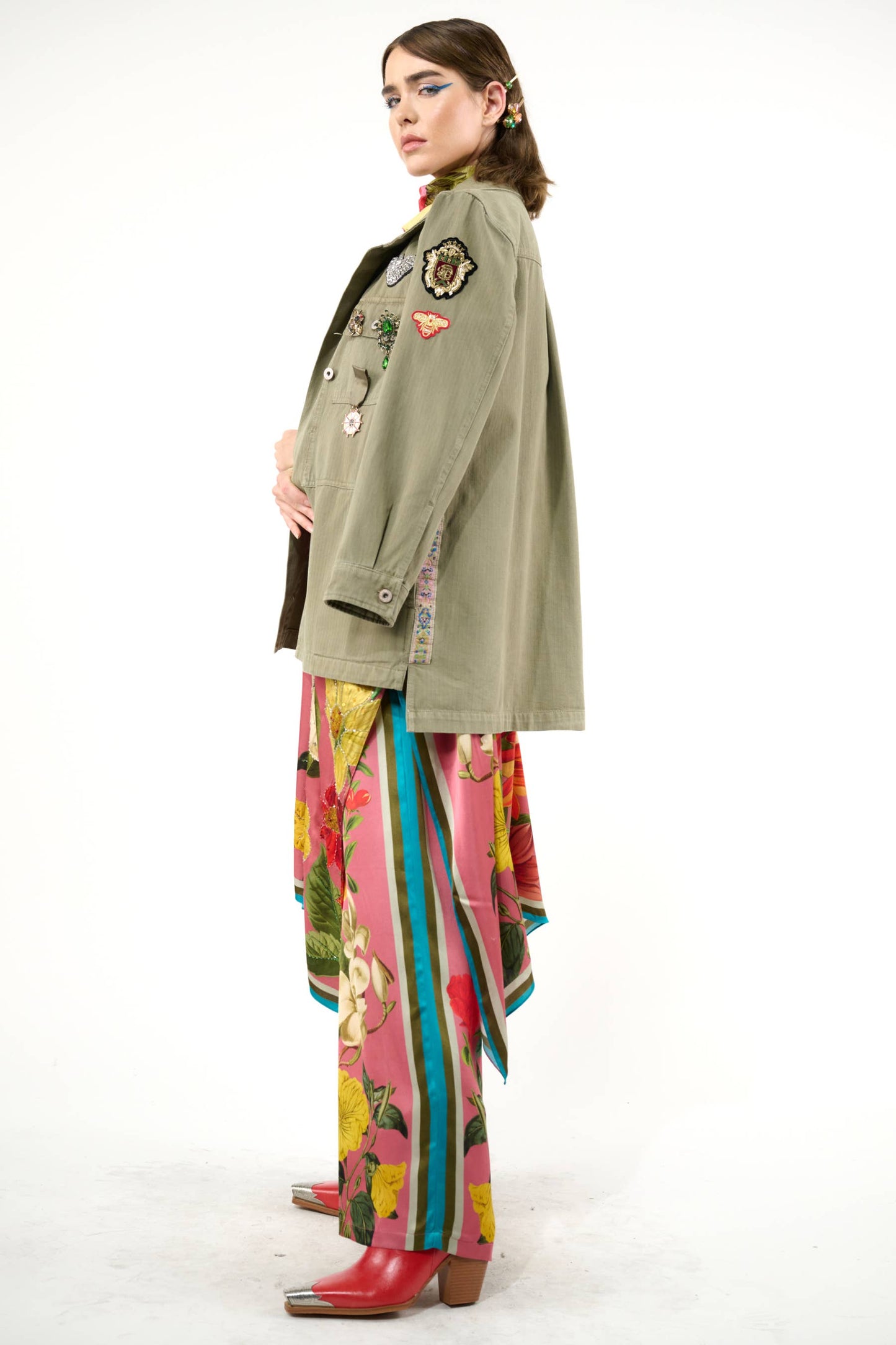 Aria Twill Jacket - Pins Included: Army / S