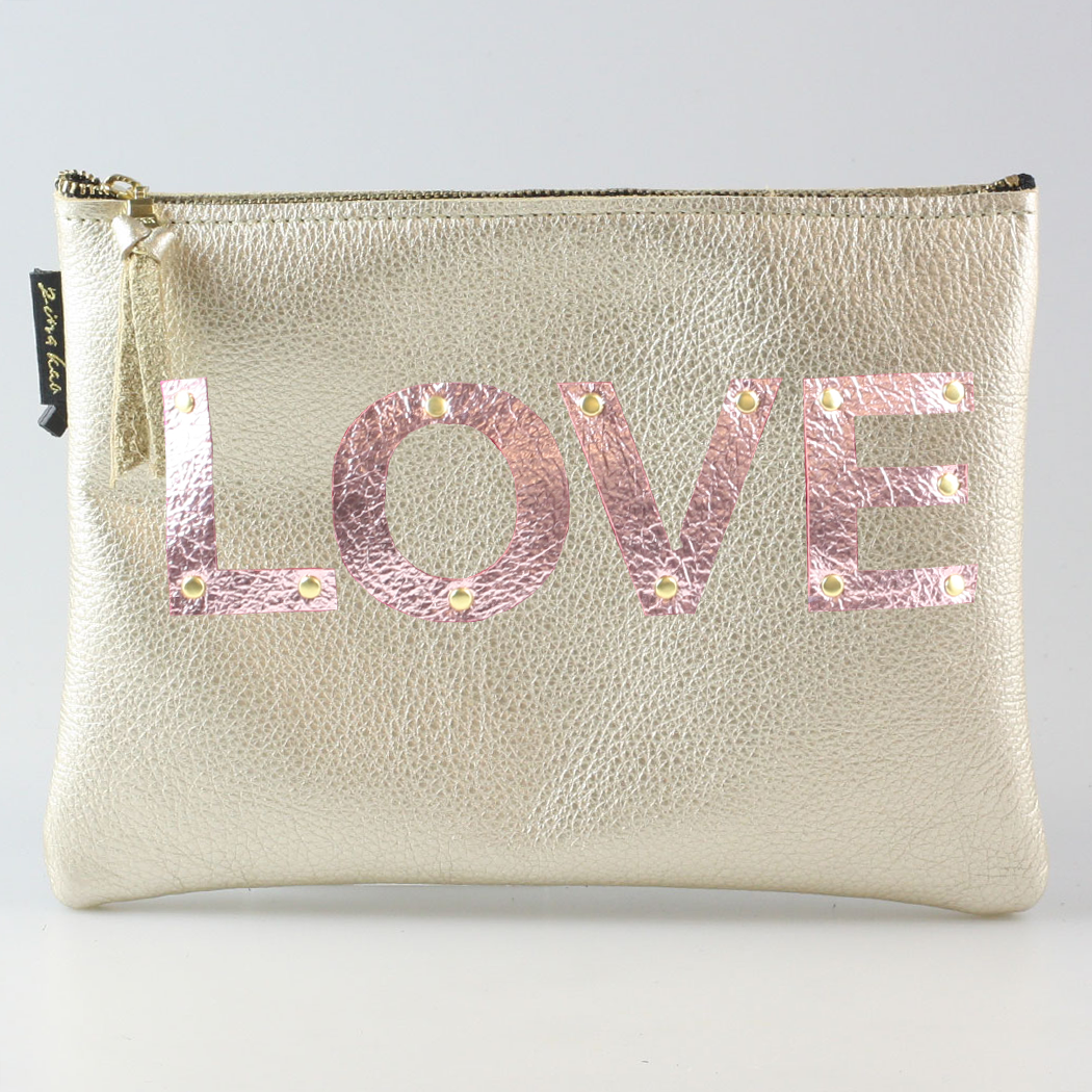 The Metallic Applique Carter: LOVE: Pewter w/Rose letters