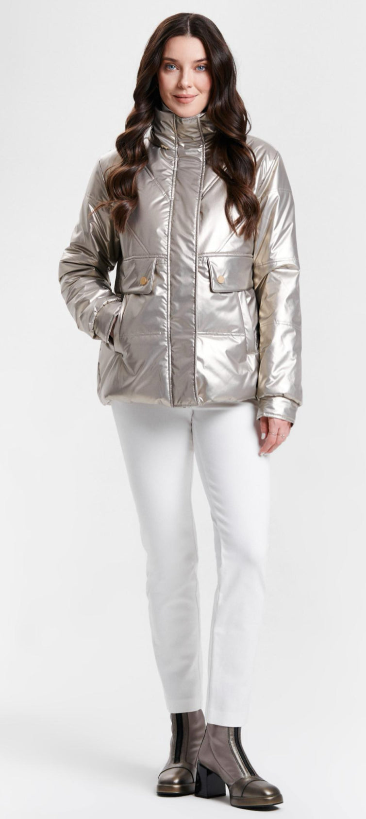 Metallic Puffer Jacket 8003-603 - Nikki Jones