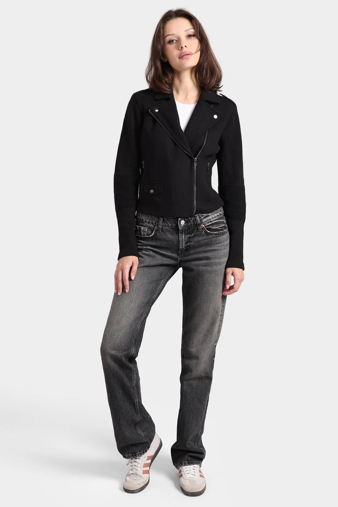 Cotton Blend Moto Jacket 8938 - Minnie Rose