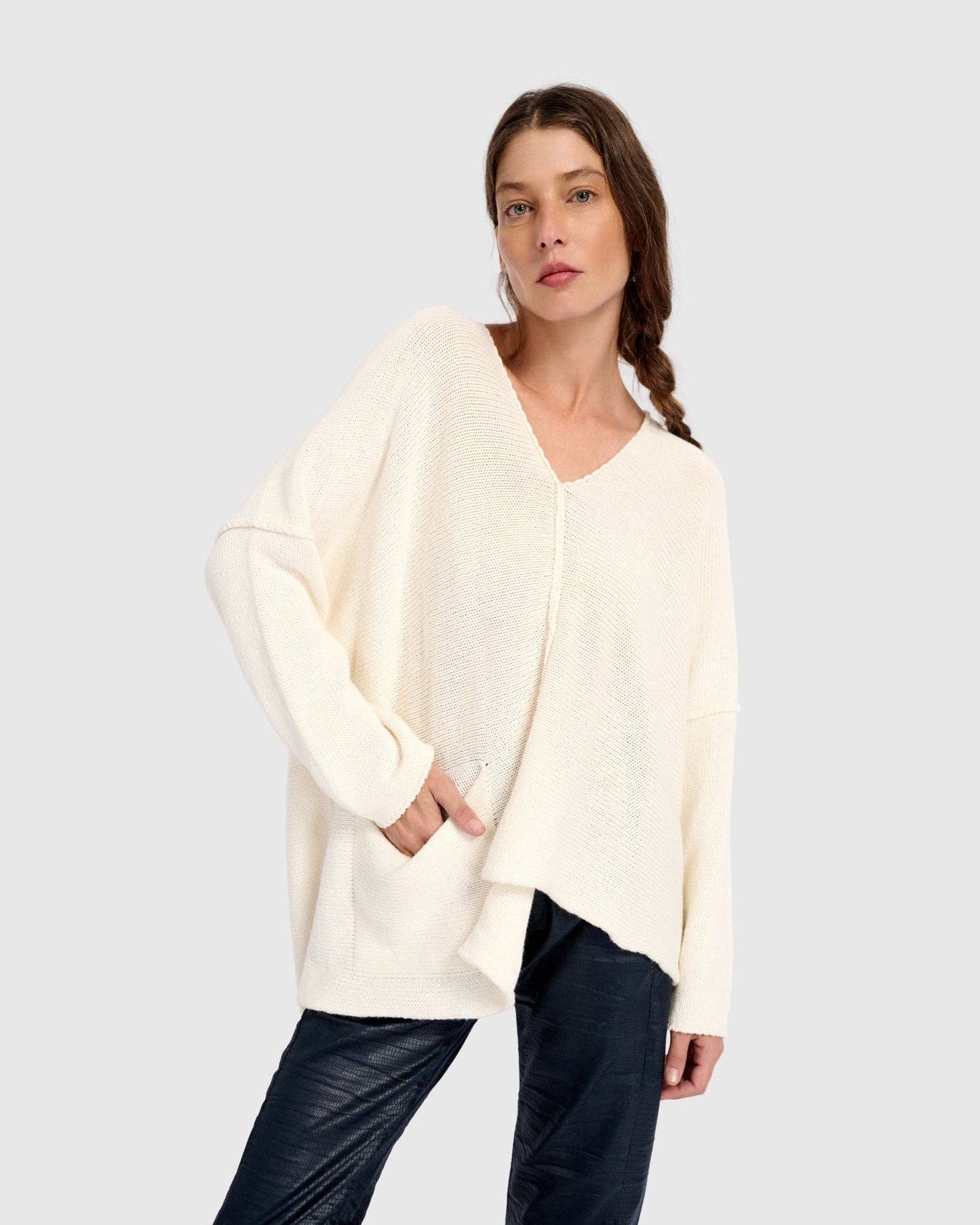 Bliss Slouchy Sweater, Cream: Cream / ONE SIZE