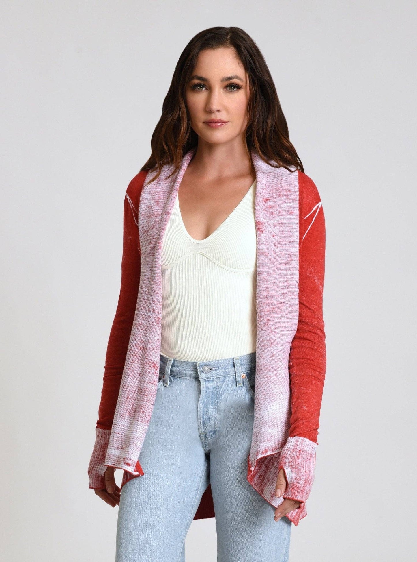Huntress Drape Front Cardigan - Blanc Noir