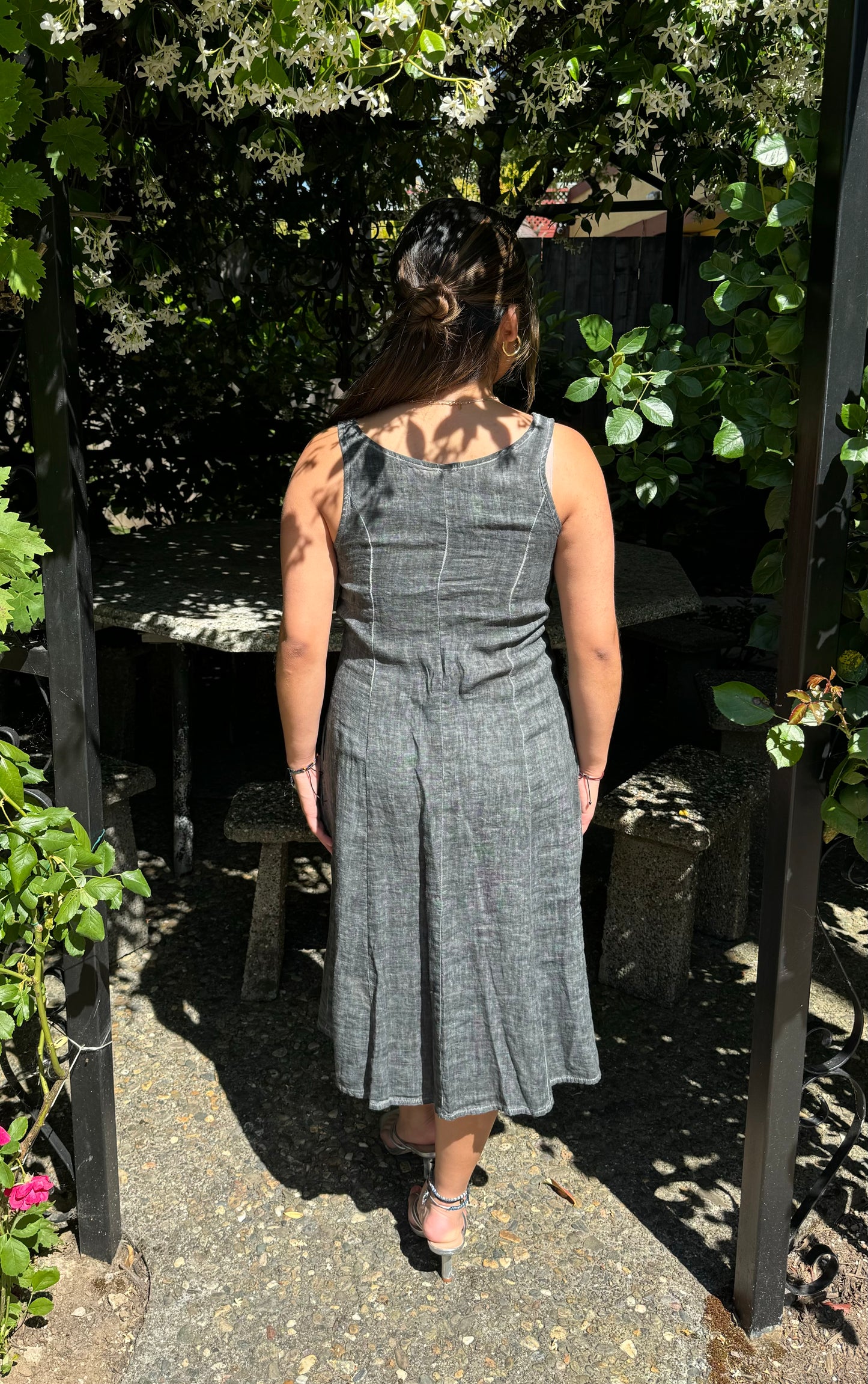 Linen V Neck Dress 90880 - INIZIO