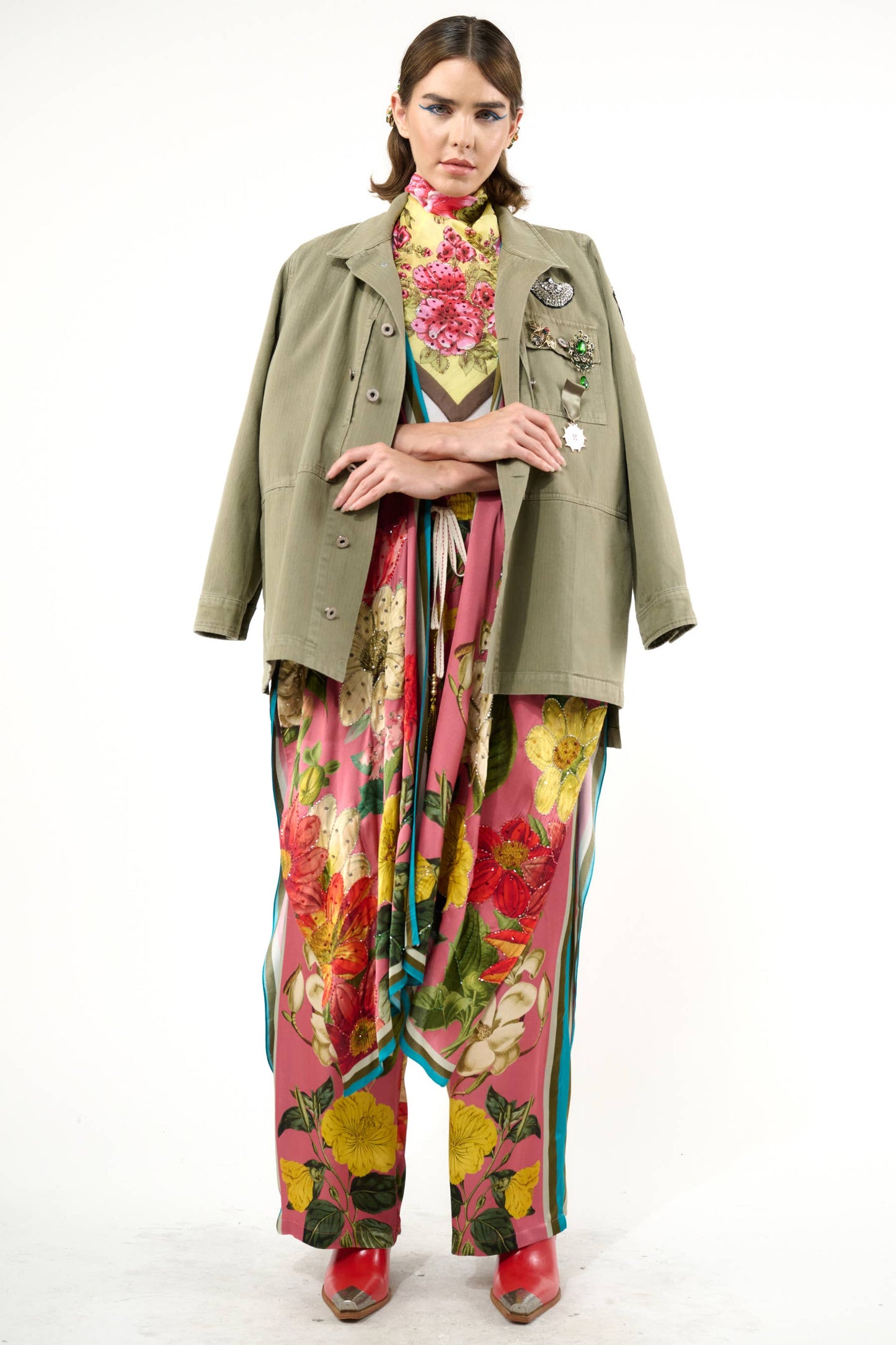 Aria Twill Jacket - Pins Included: Army / S