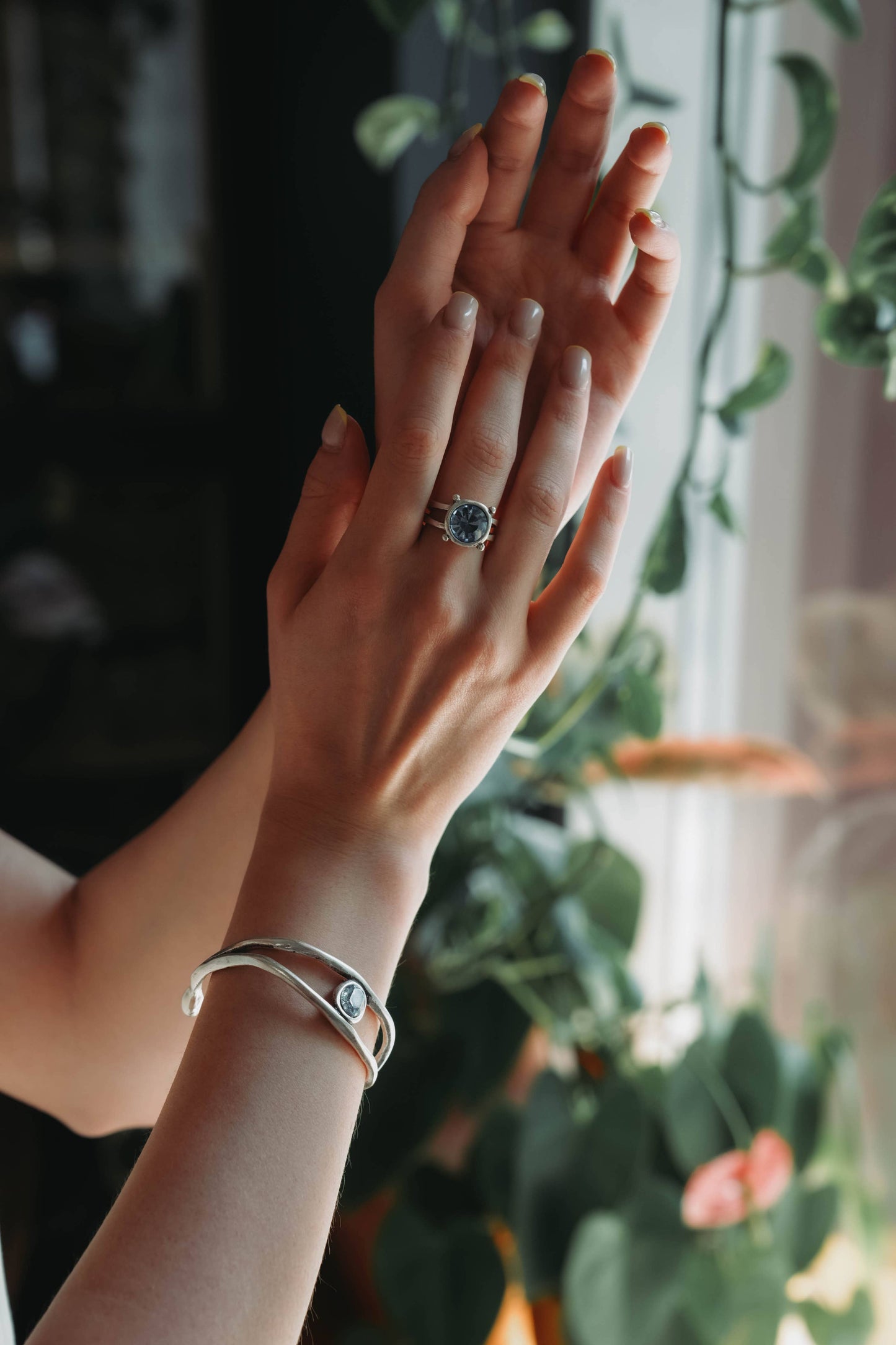 Handmade Crystal Brass Ring - 6838