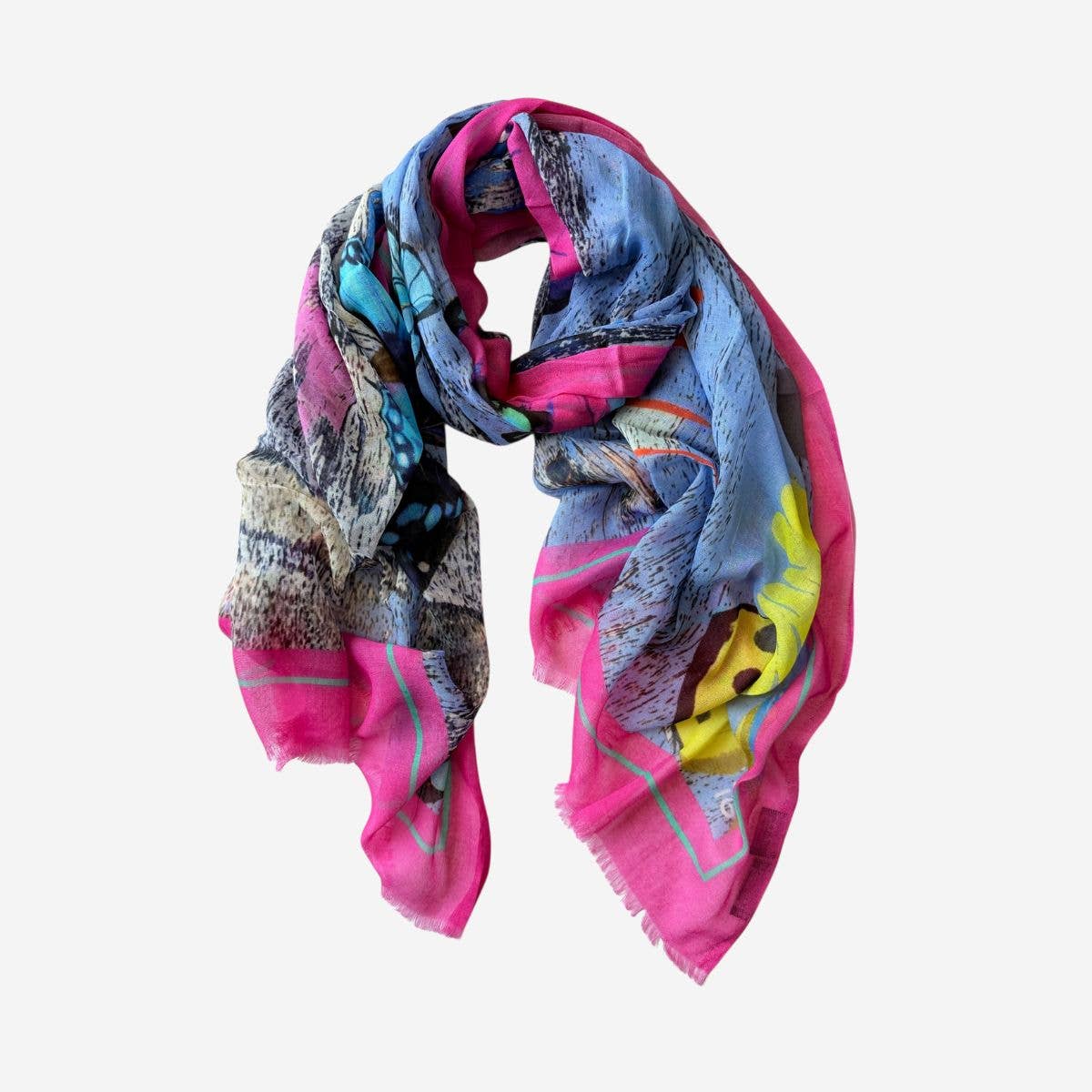 Cotton Scarf Pink Butterfly