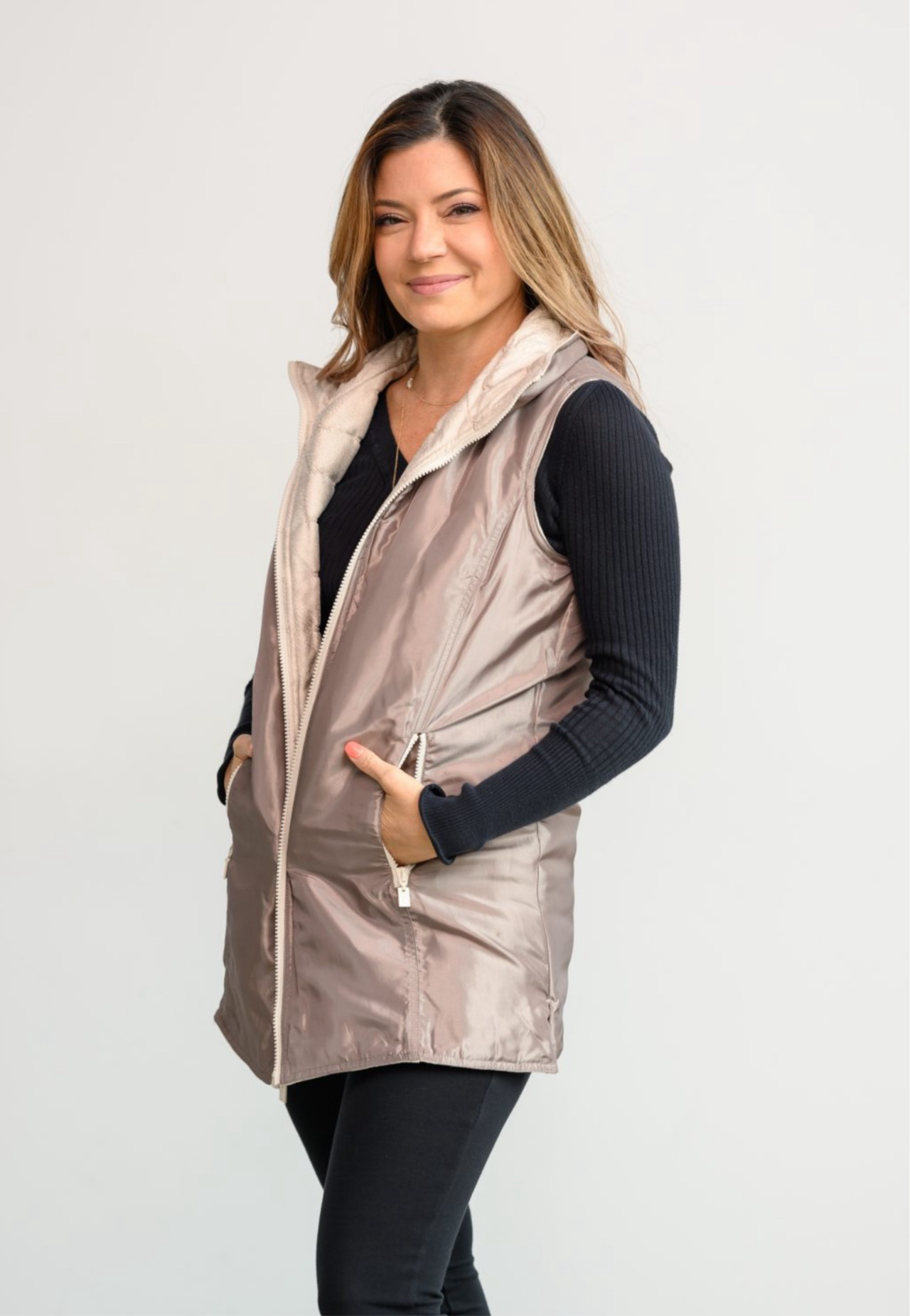 Quilted Faux Suede Reversible Vest 21302GPR - UBU