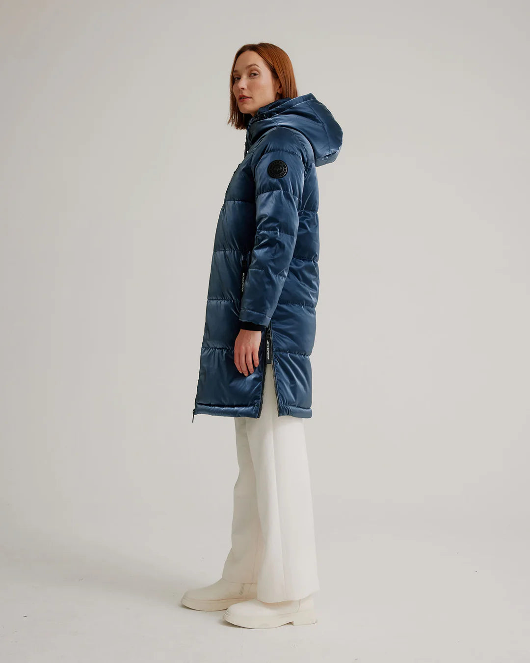 Iridescent Mid-Length Puffer Jacket K5287R-408 - Nikki Jones