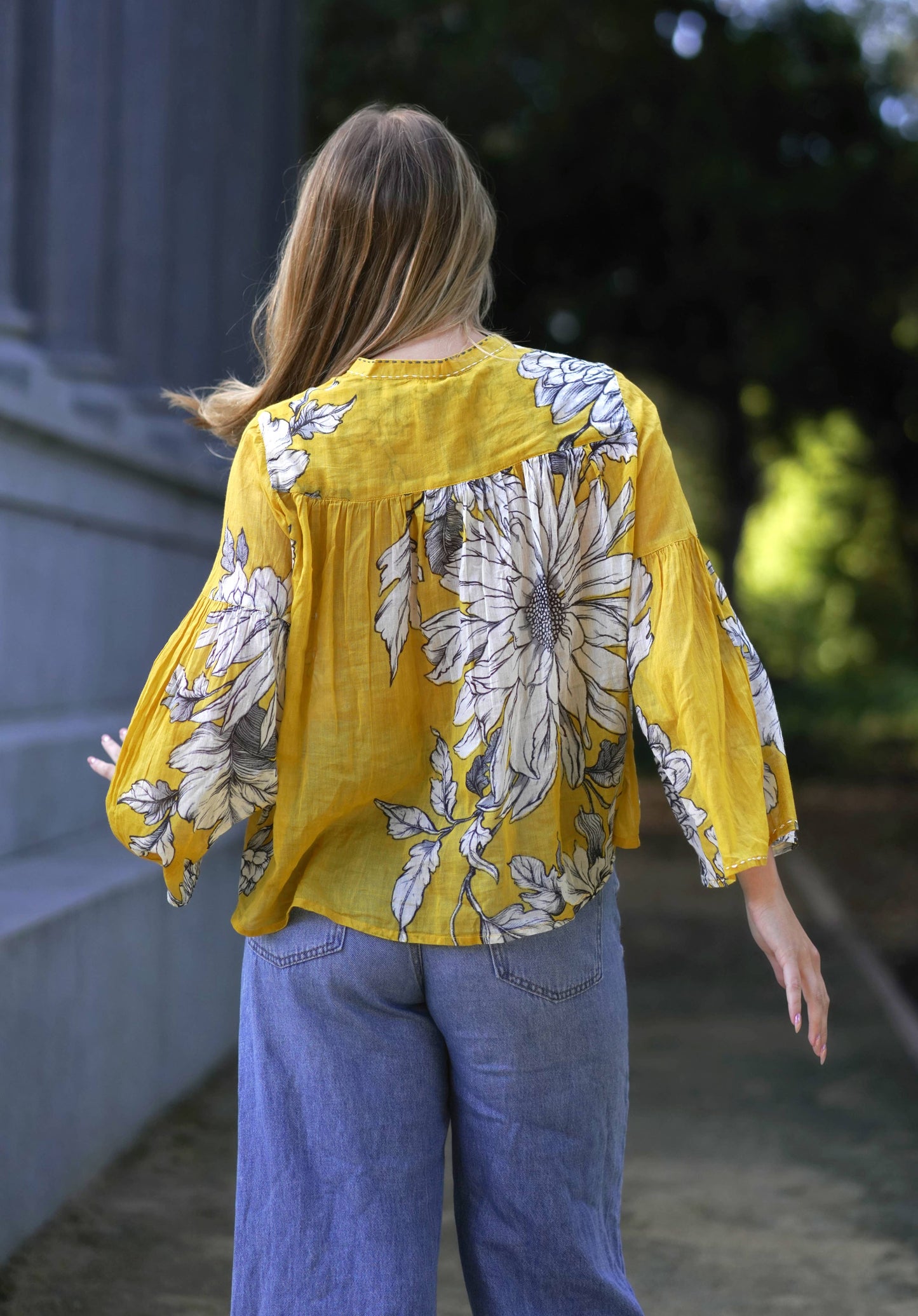 Sana Floral Top Mustard: Mustard / XL