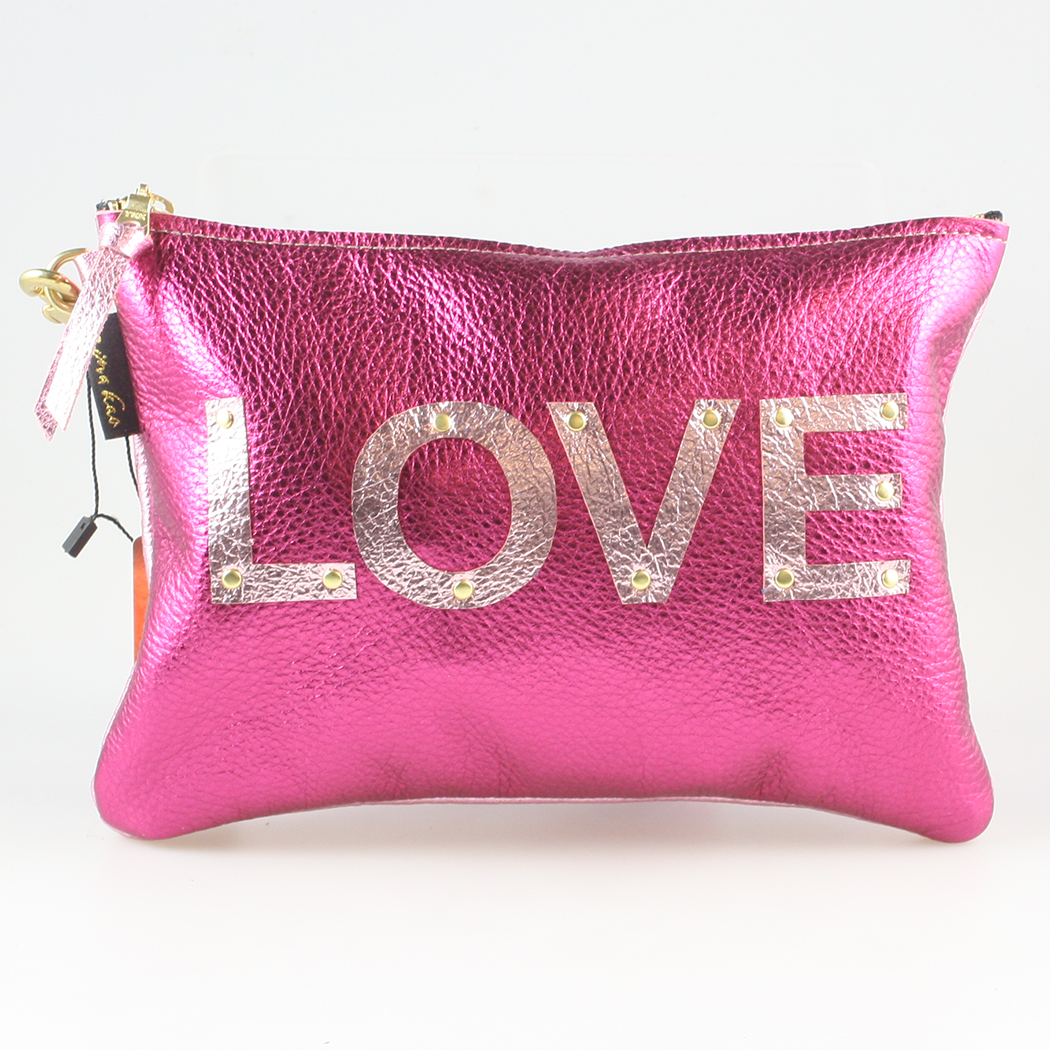 The Metallic Applique Carter: LOVE: Pewter w/Rose letters