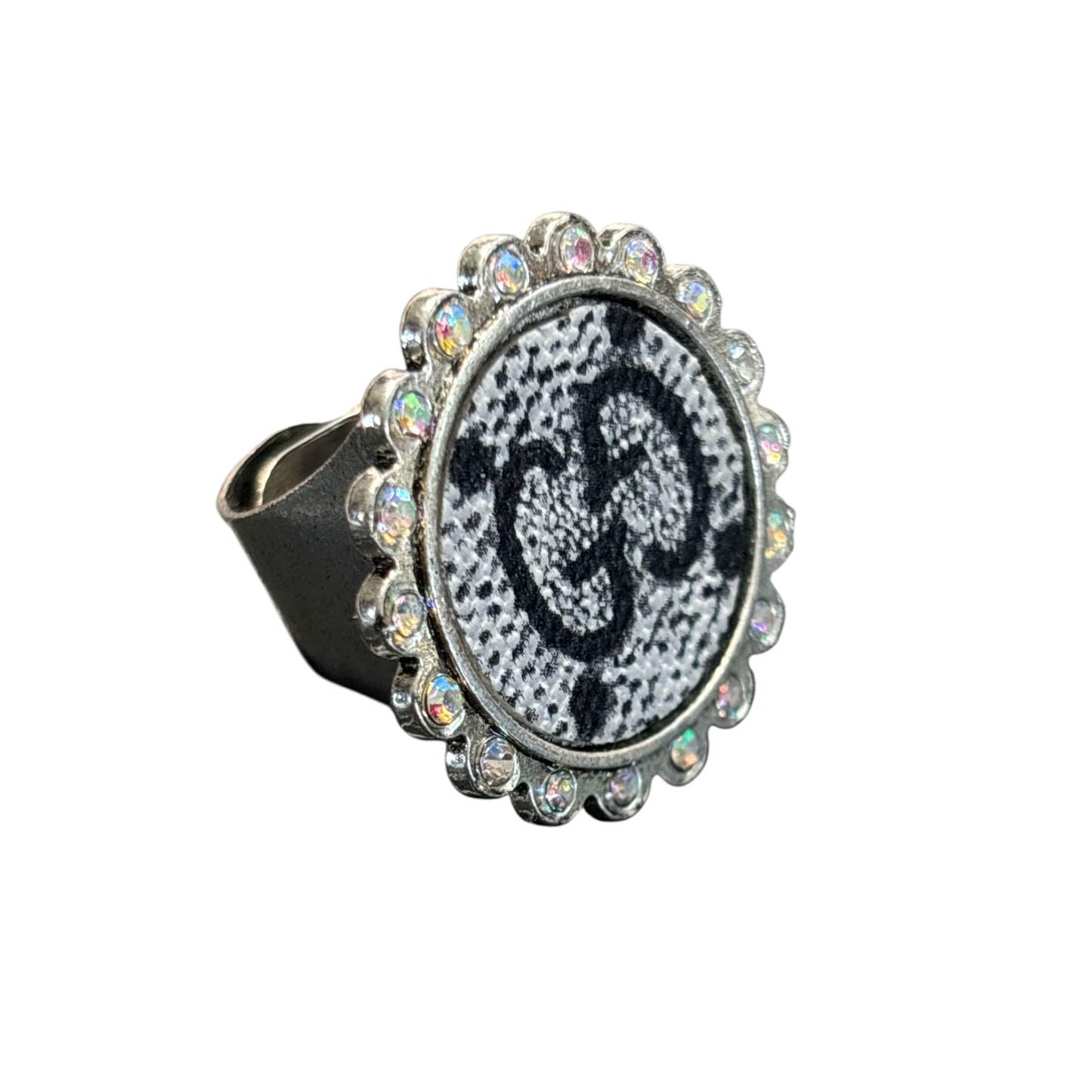 Silver AB Rhinestone Rings: 25mm