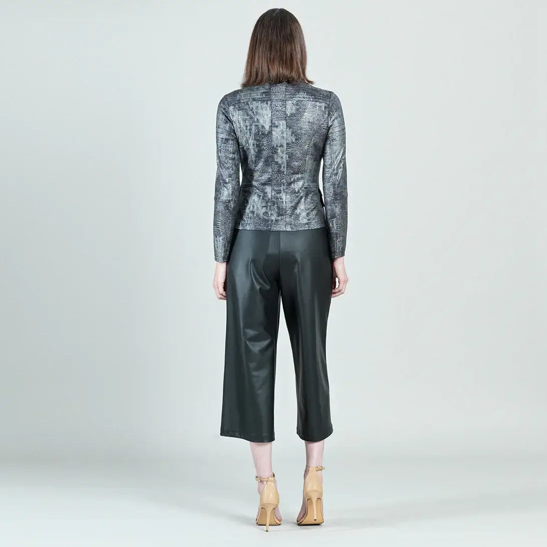 JK75SH - Metallic Liquid Leather ™ Textured Biker Jacket: Gun metal / XL