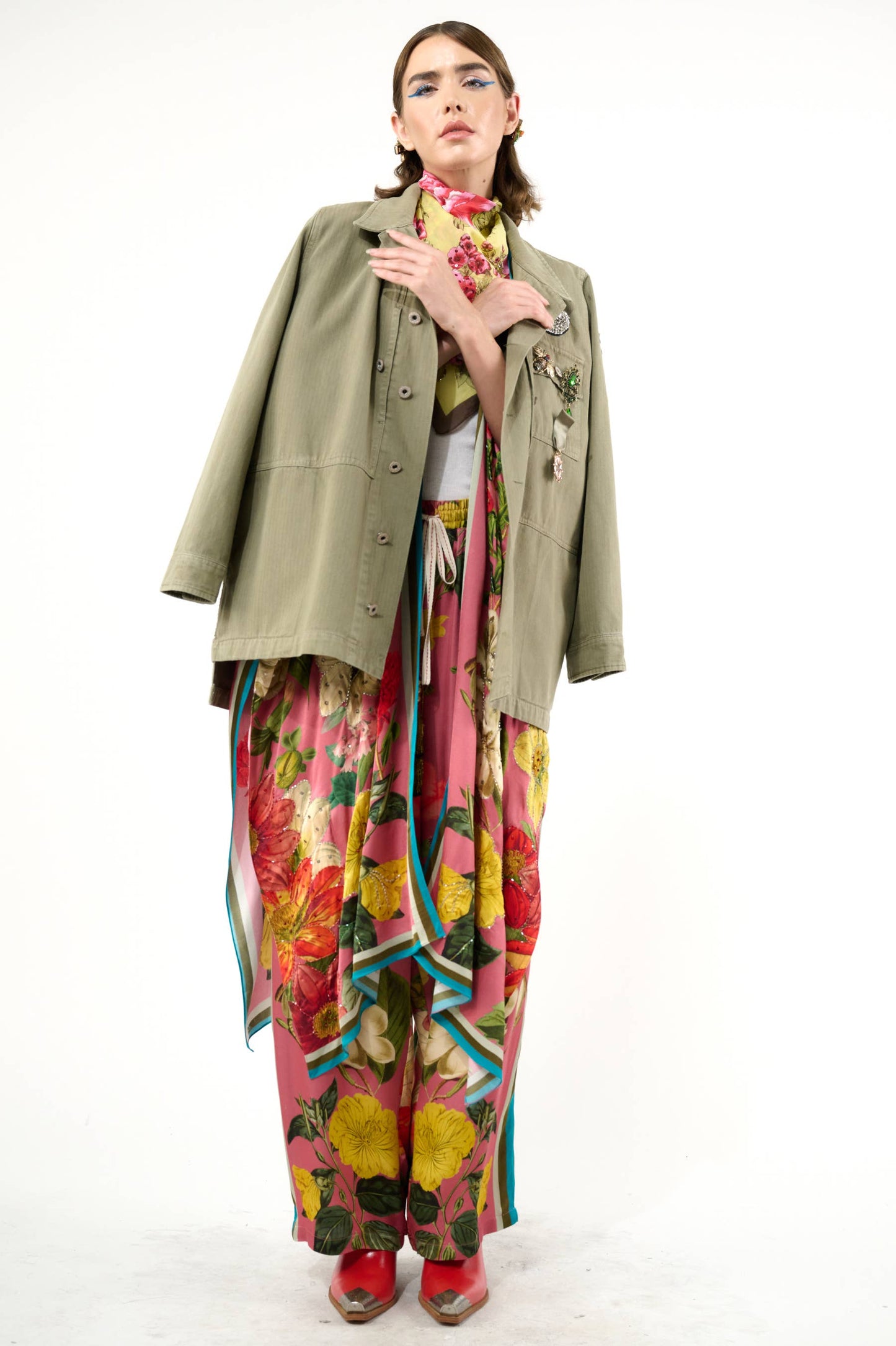 Aria Twill Jacket - Pins Included: Army / S