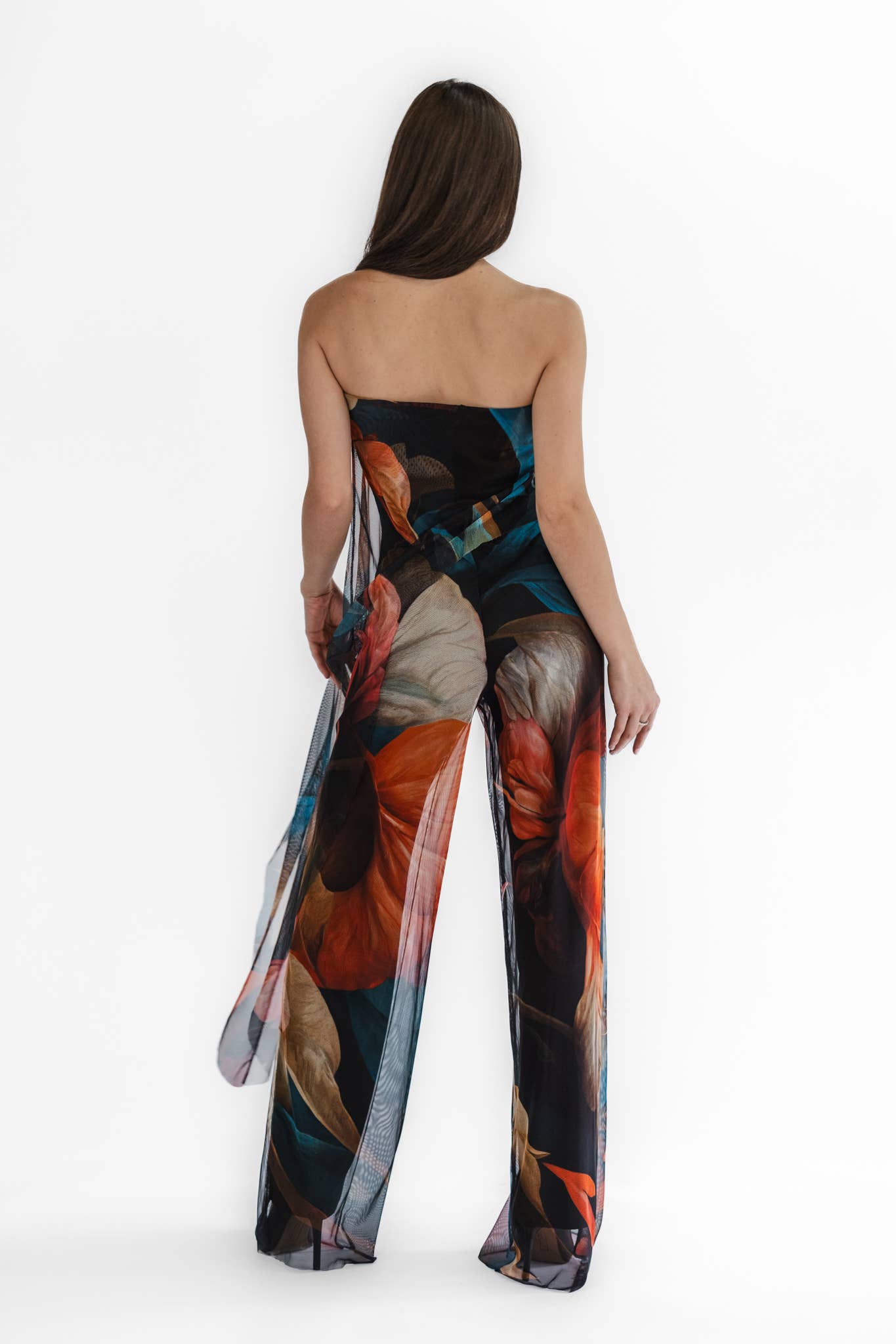 DELILA Strapless Printed Jumpsuit With Overlay - Elana Kattan