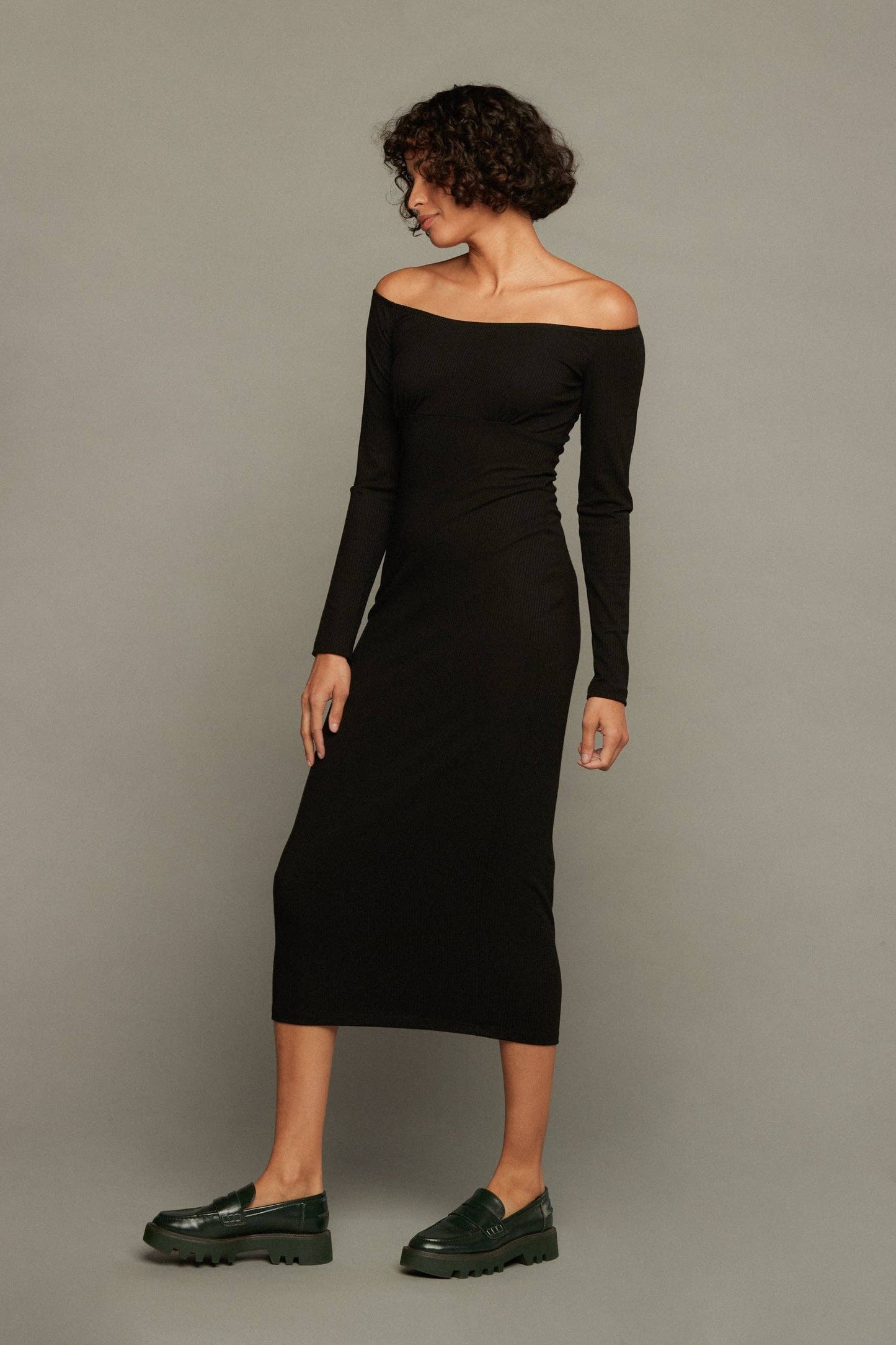 Desiree Off Shoulder Rib Dress - Sunday