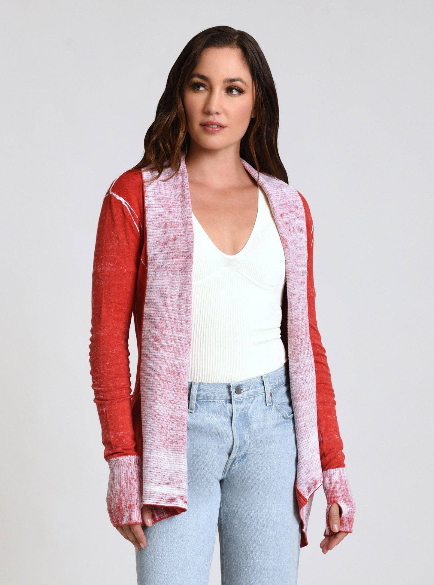 Huntress Drape Front Cardigan - Blanc Noir