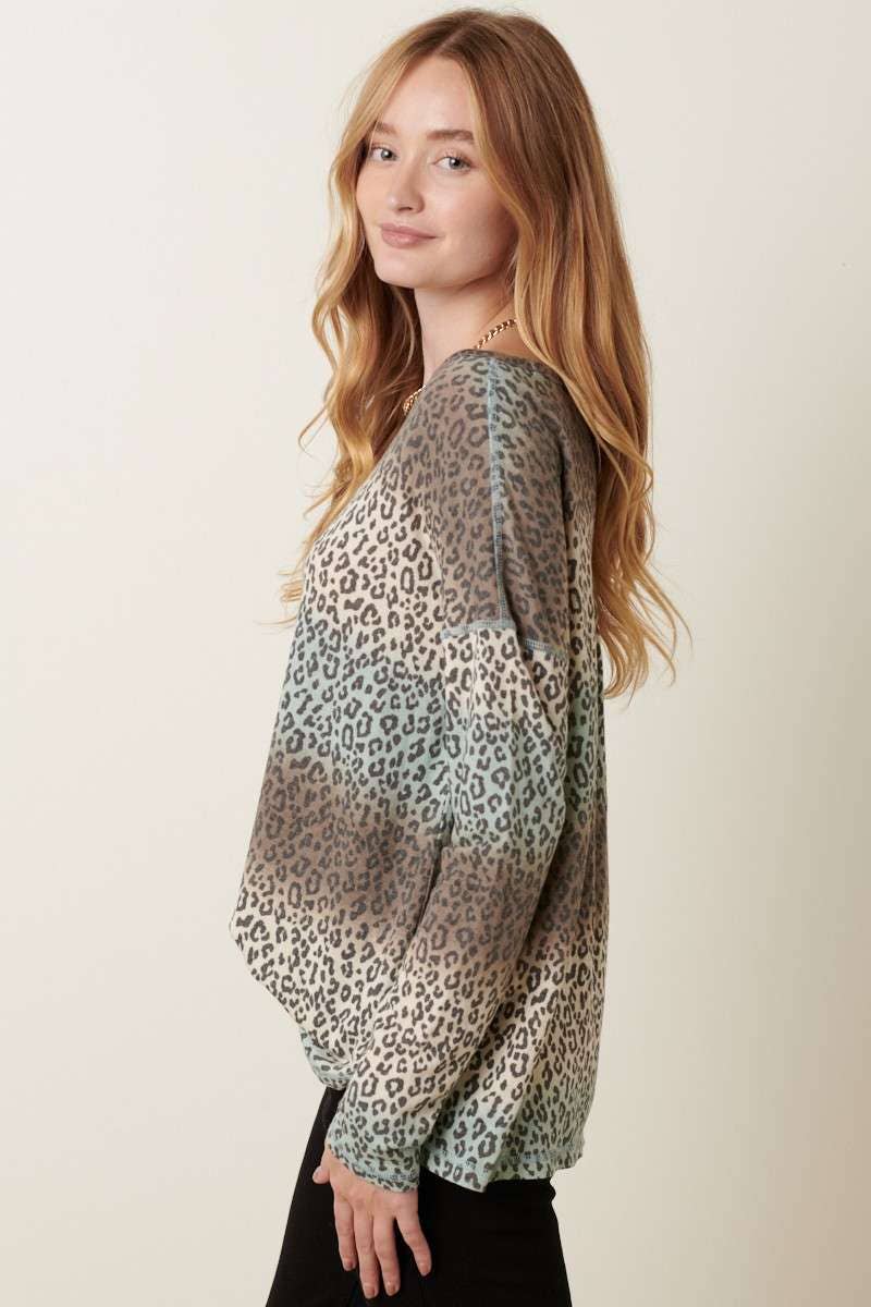 Leopard Ombre Dye Knit Top N13923