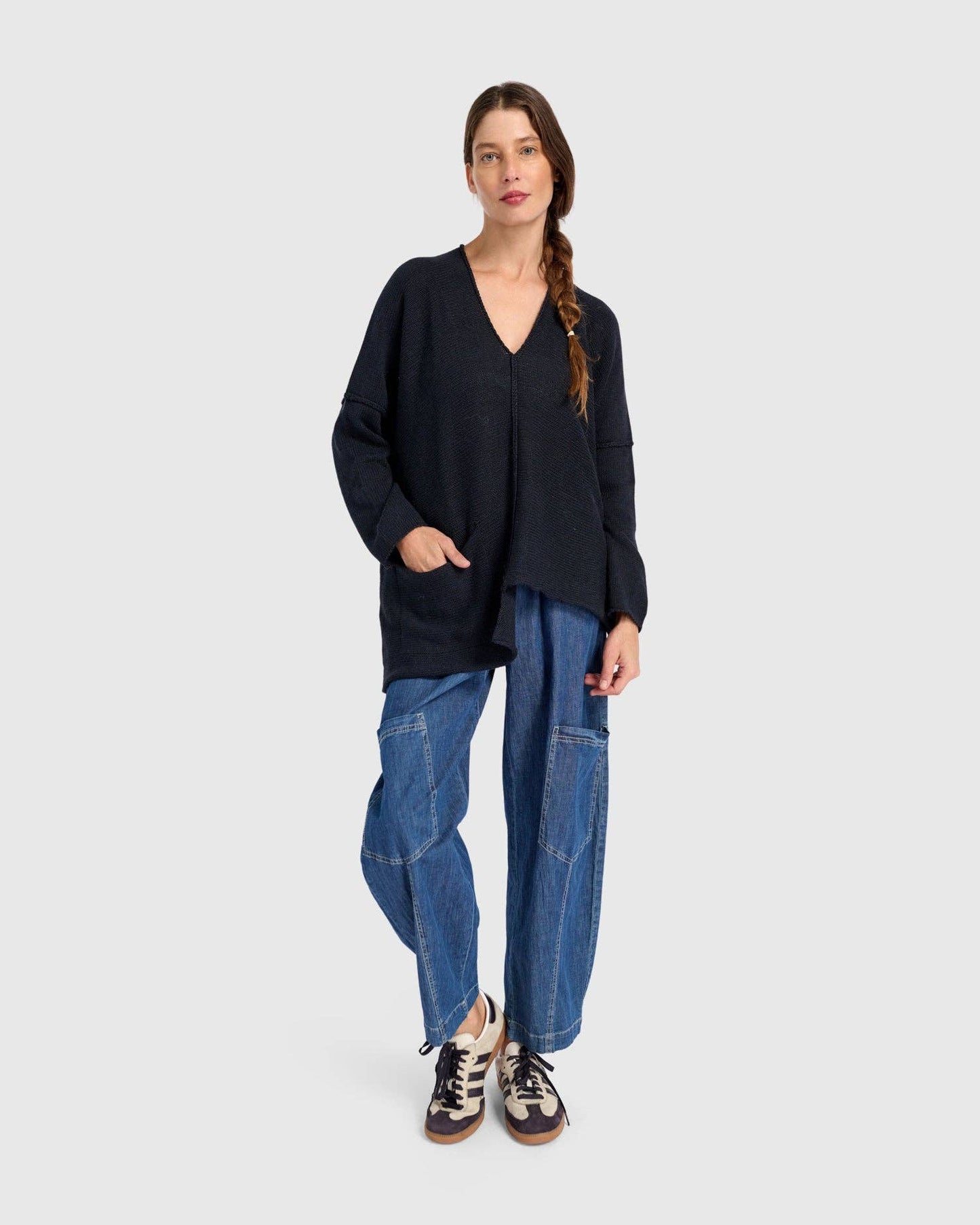 Bliss Slouchy Sweater, Navy: NAVY / ONE SIZE