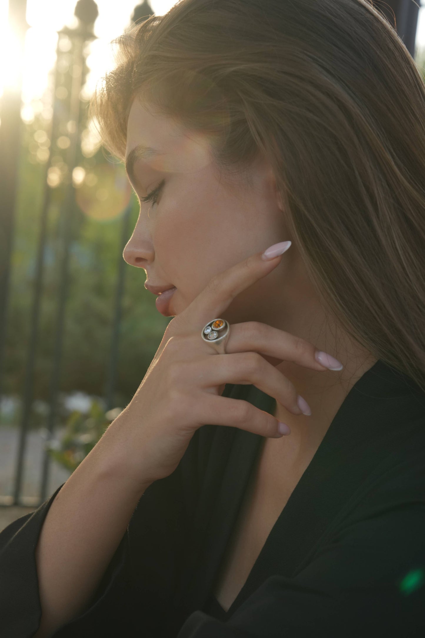 Handmade Crystal Brass Ring - 6812