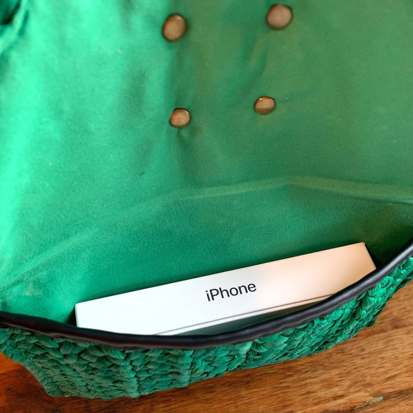 Green Woven Straw Crossbody