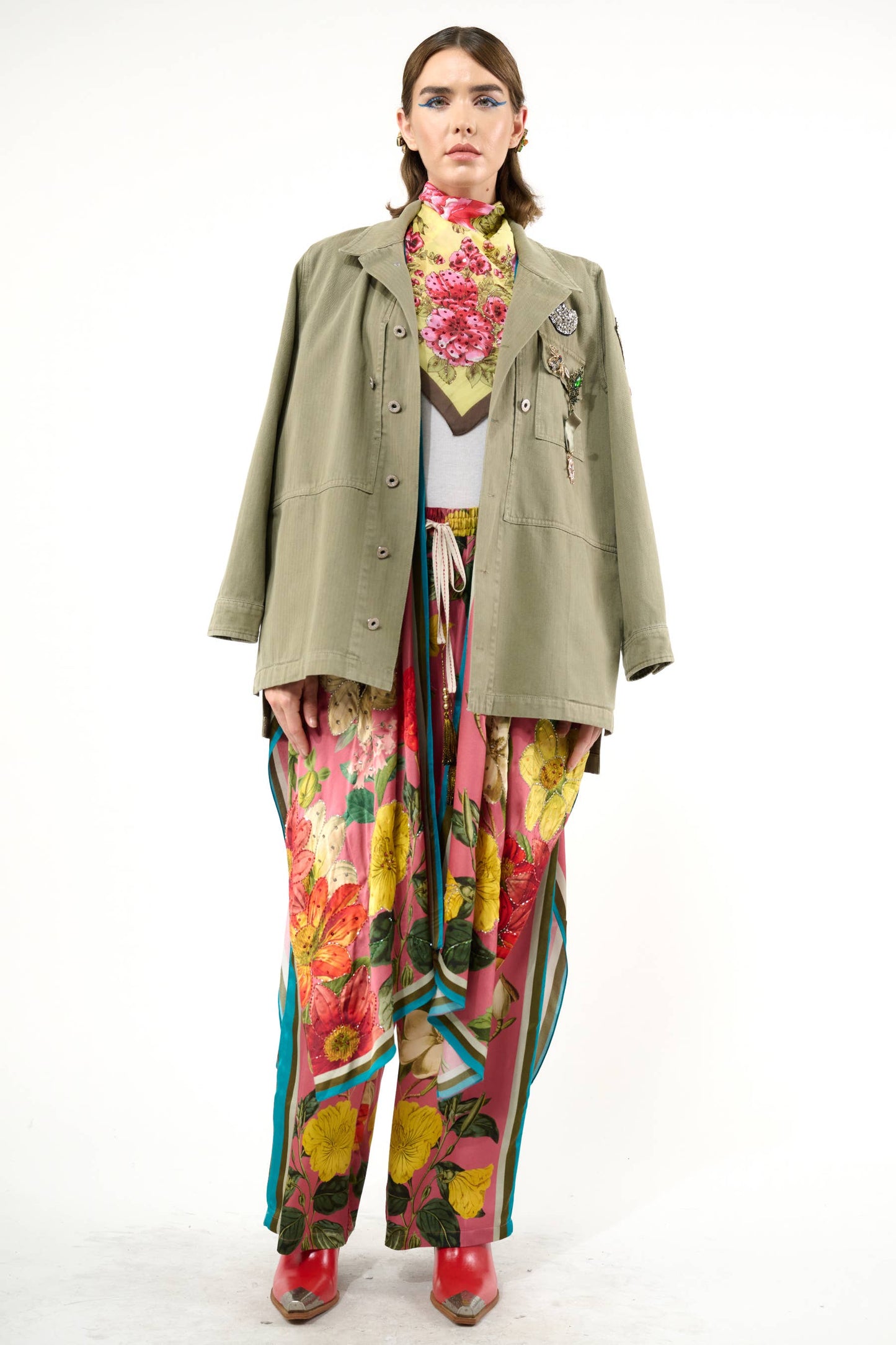 Aria Twill Jacket - Pins Included: Army / S