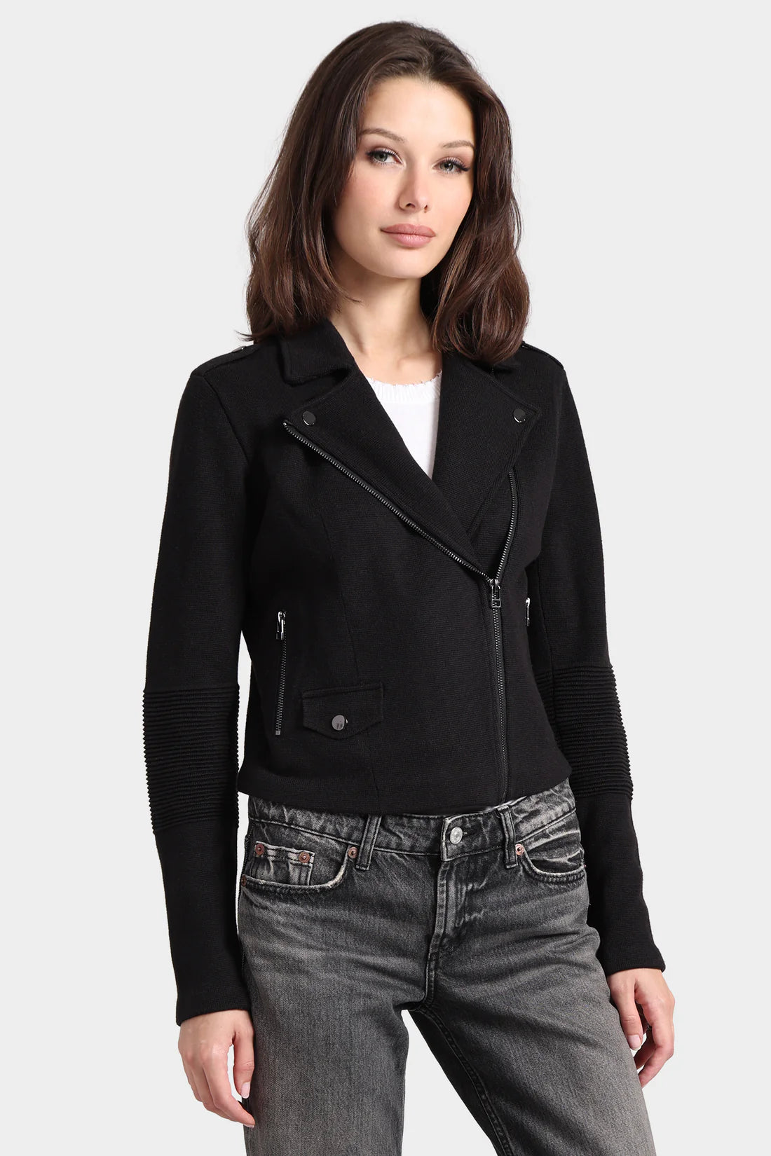 Cotton Blend Moto Jacket 8938 - Minnie Rose