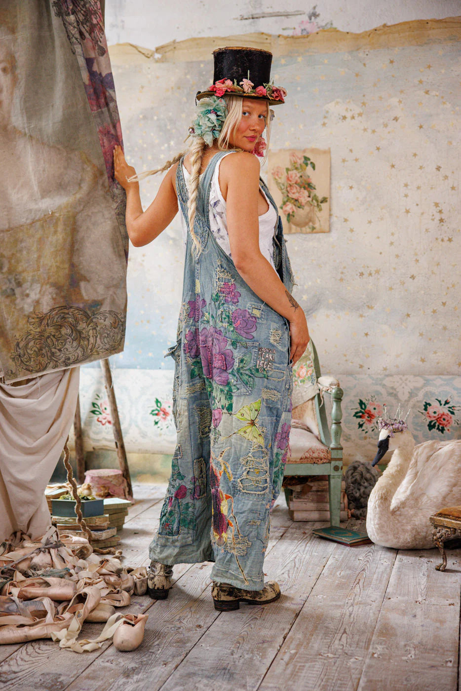 Night Garden Benjamin Wide Leg Overalls 149 - Magnolia Pearl