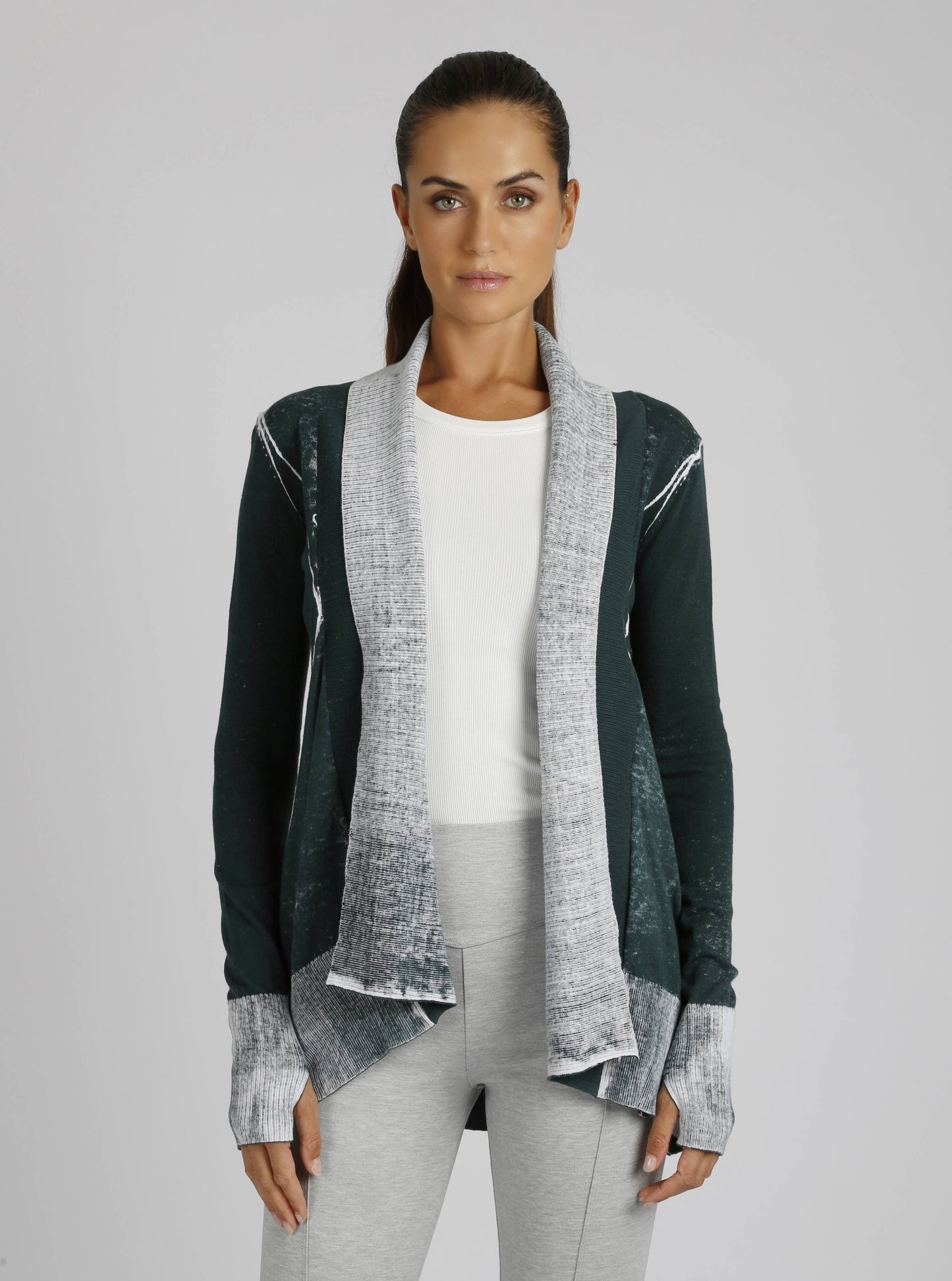 Huntress Drape Front Cardigan - Blanc Noir