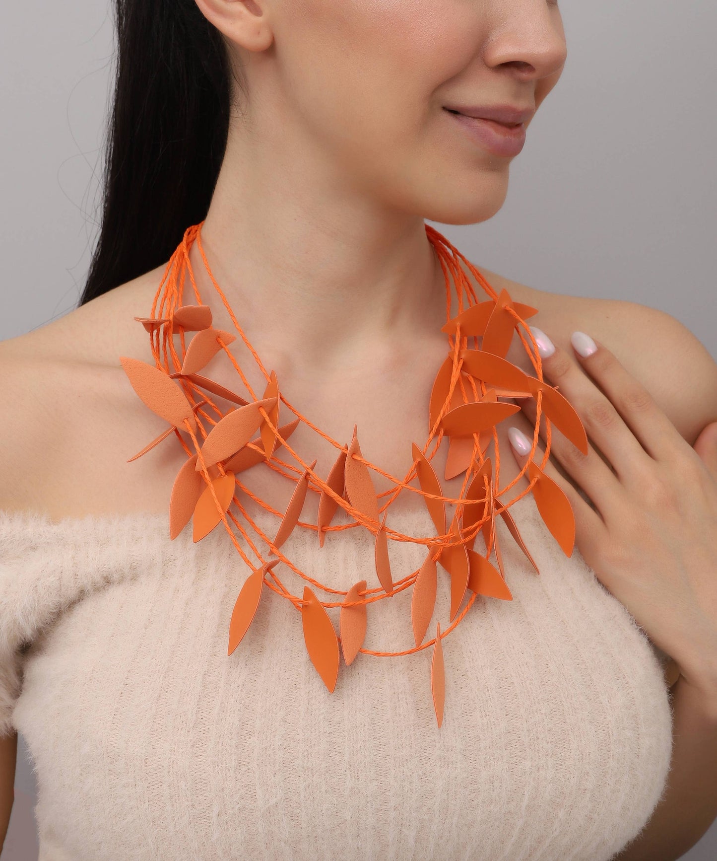 Handmade special design leather leaf jewelry set: Red