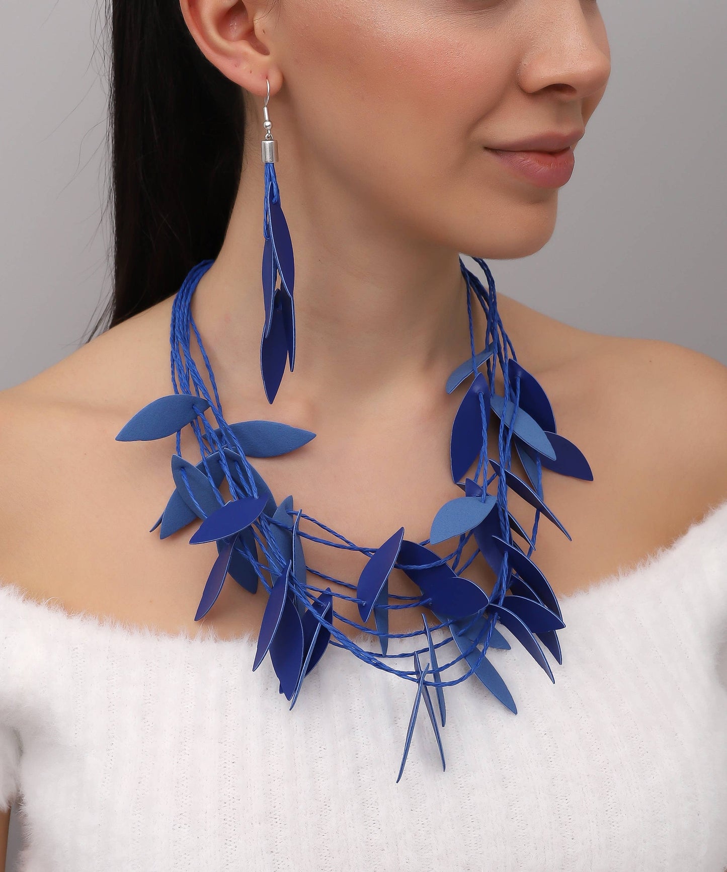 Handmade special design leather leaf jewelry set: Red