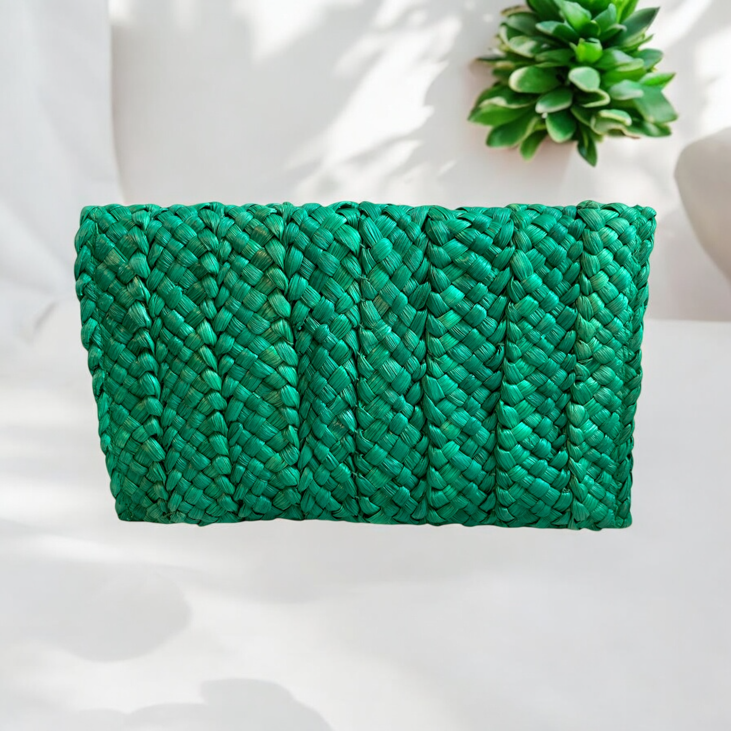 Green Woven Straw Crossbody