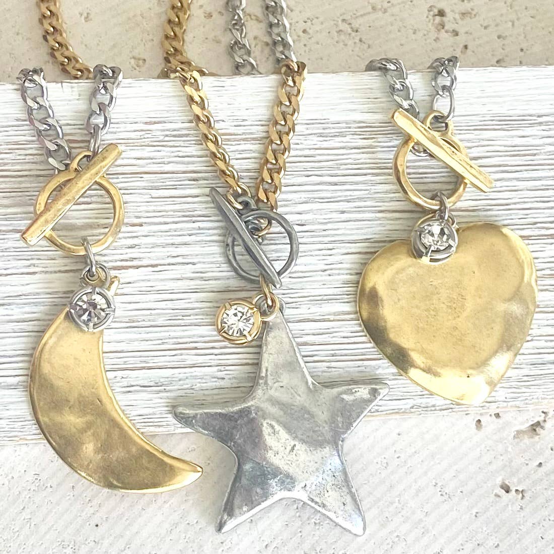 Star moon heart mixed meta necklaces no tarnish jewelry 2025: 18” / Gold Heart