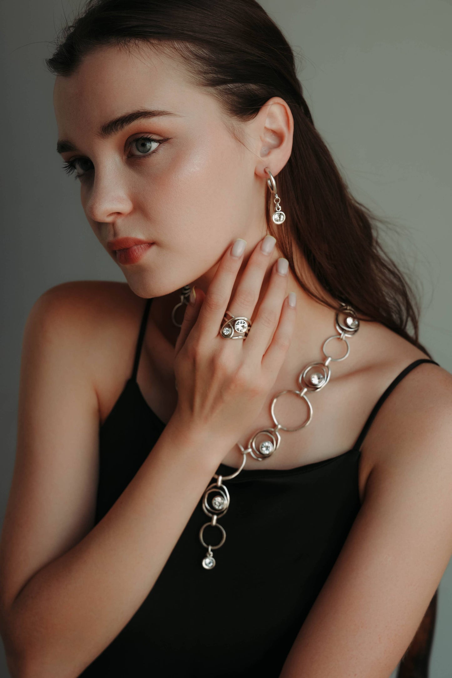 Handmade Crystal Brass Ring - 6820