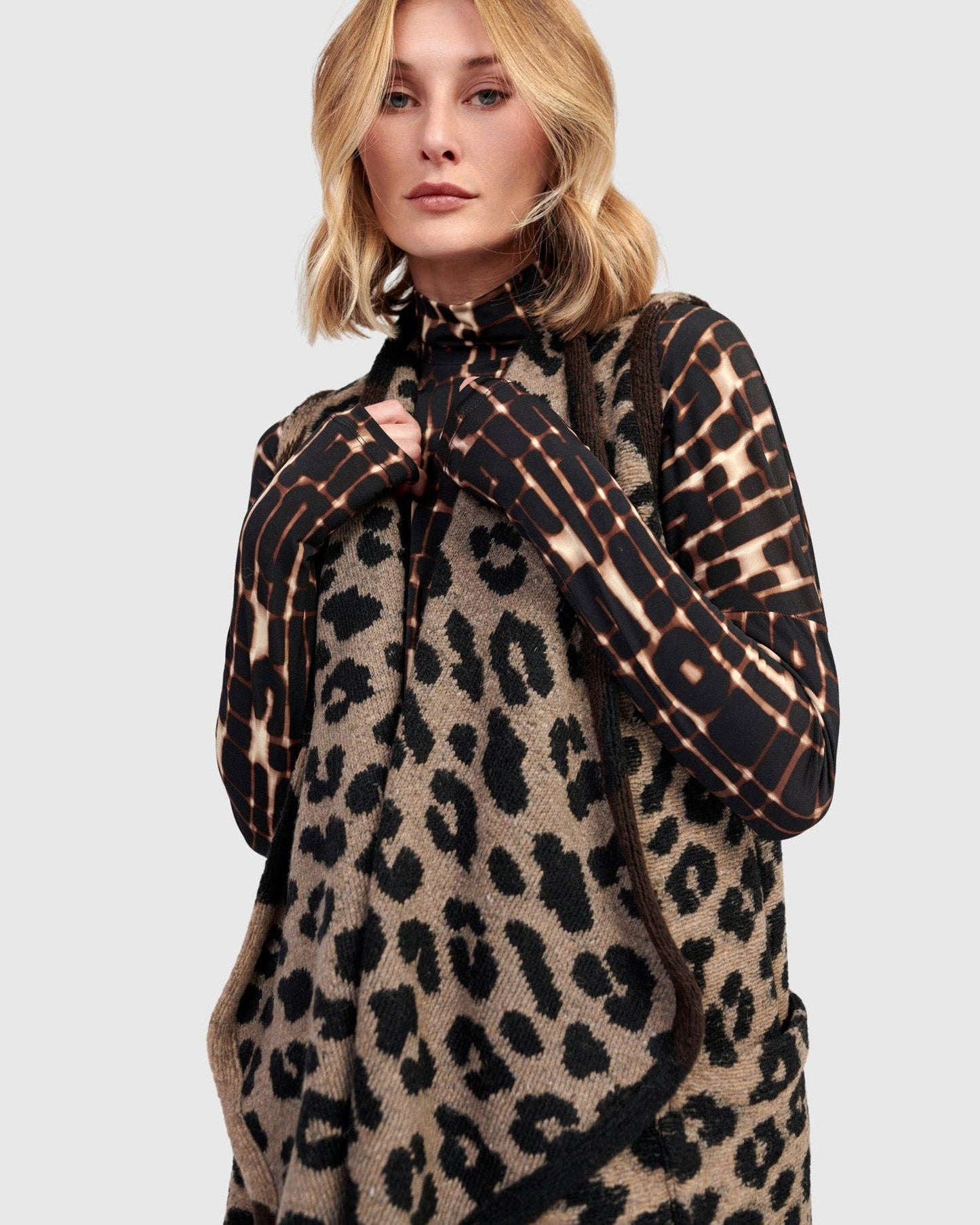 Savage Cozy Draped Vest, Leopard: Leopard / 1 (US 6-8)