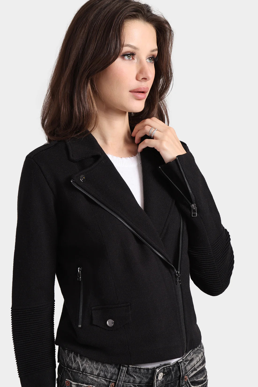 Cotton Blend Moto Jacket 8938 - Minnie Rose