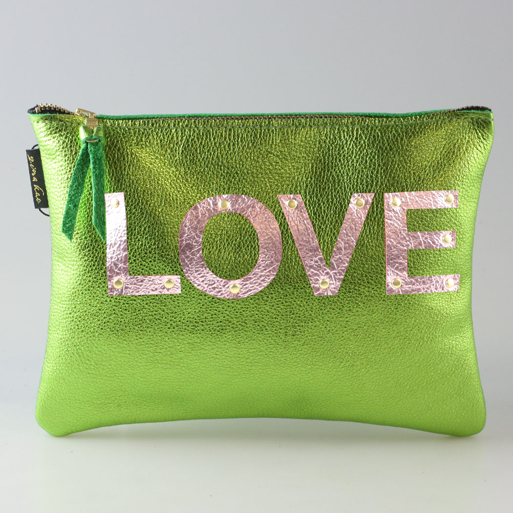 The Metallic Applique Carter: LOVE: Pewter w/Rose letters