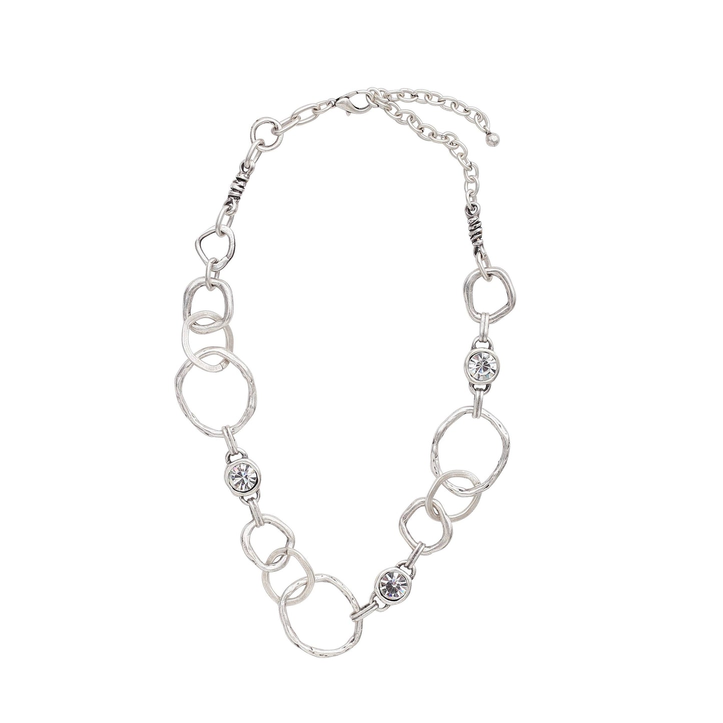 Handmade Crystal Pewter Necklace - 3907