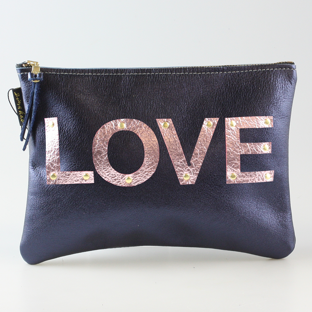 The Metallic Applique Carter: LOVE: Pewter w/Rose letters