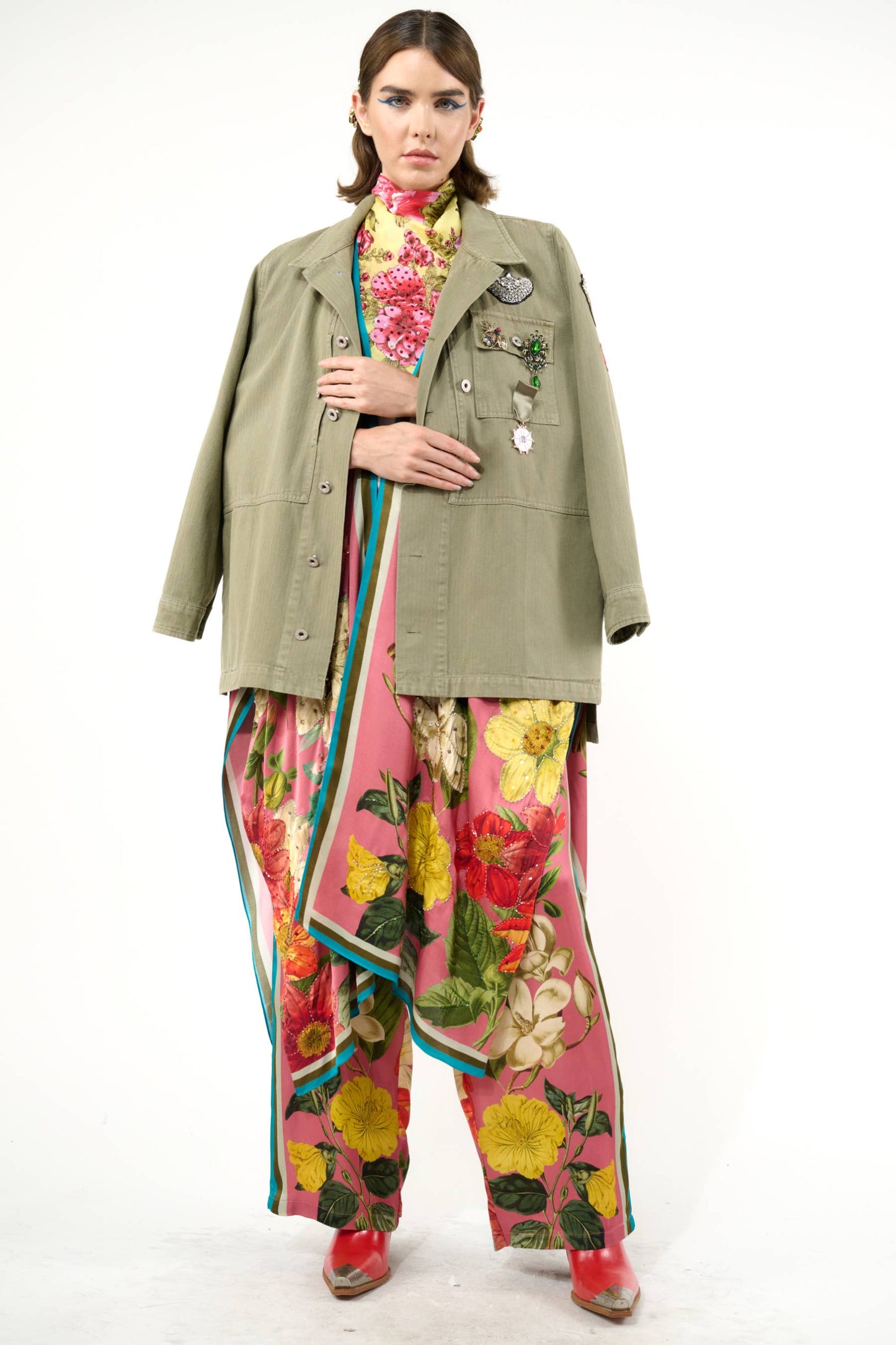 Aria Twill Jacket - Pins Included: Army / S