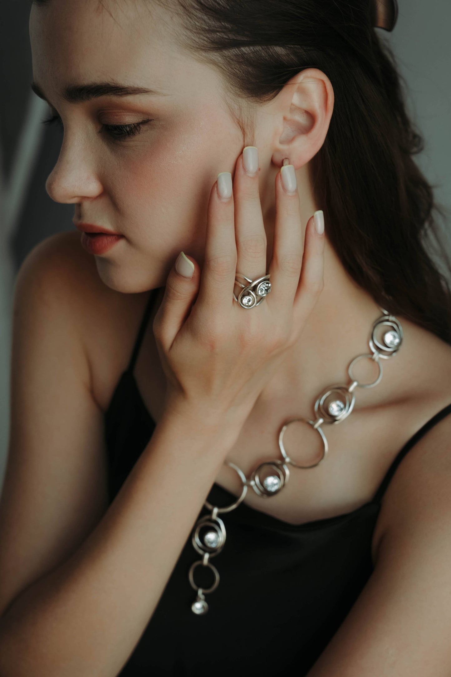 Handmade Crystal Brass Ring - 6820
